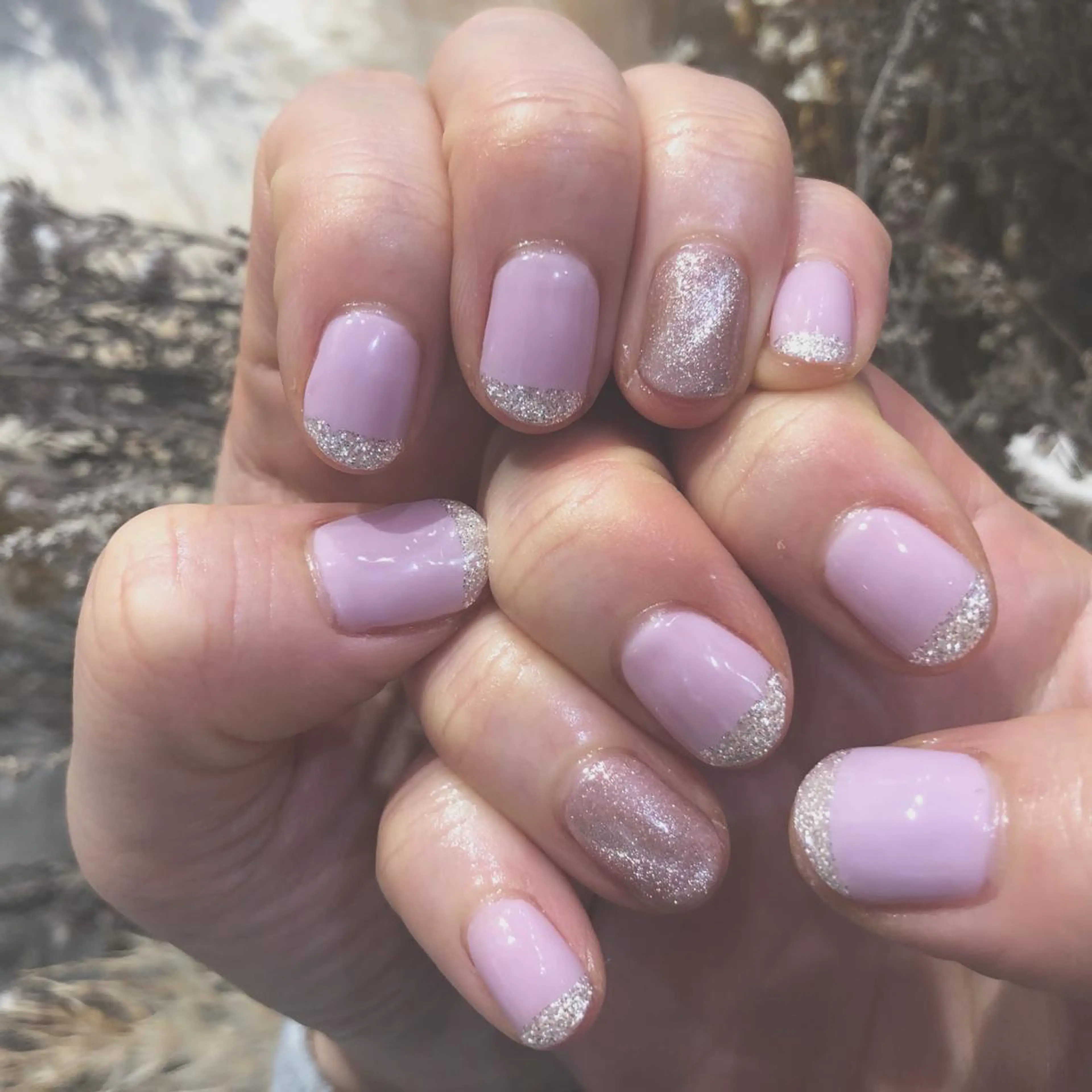 ネイル フレンチネイル ラメ(グリッター) マグネットネイル パープル Classy【クラッシー】所属・Classy: Mizukiのネイルデザイン