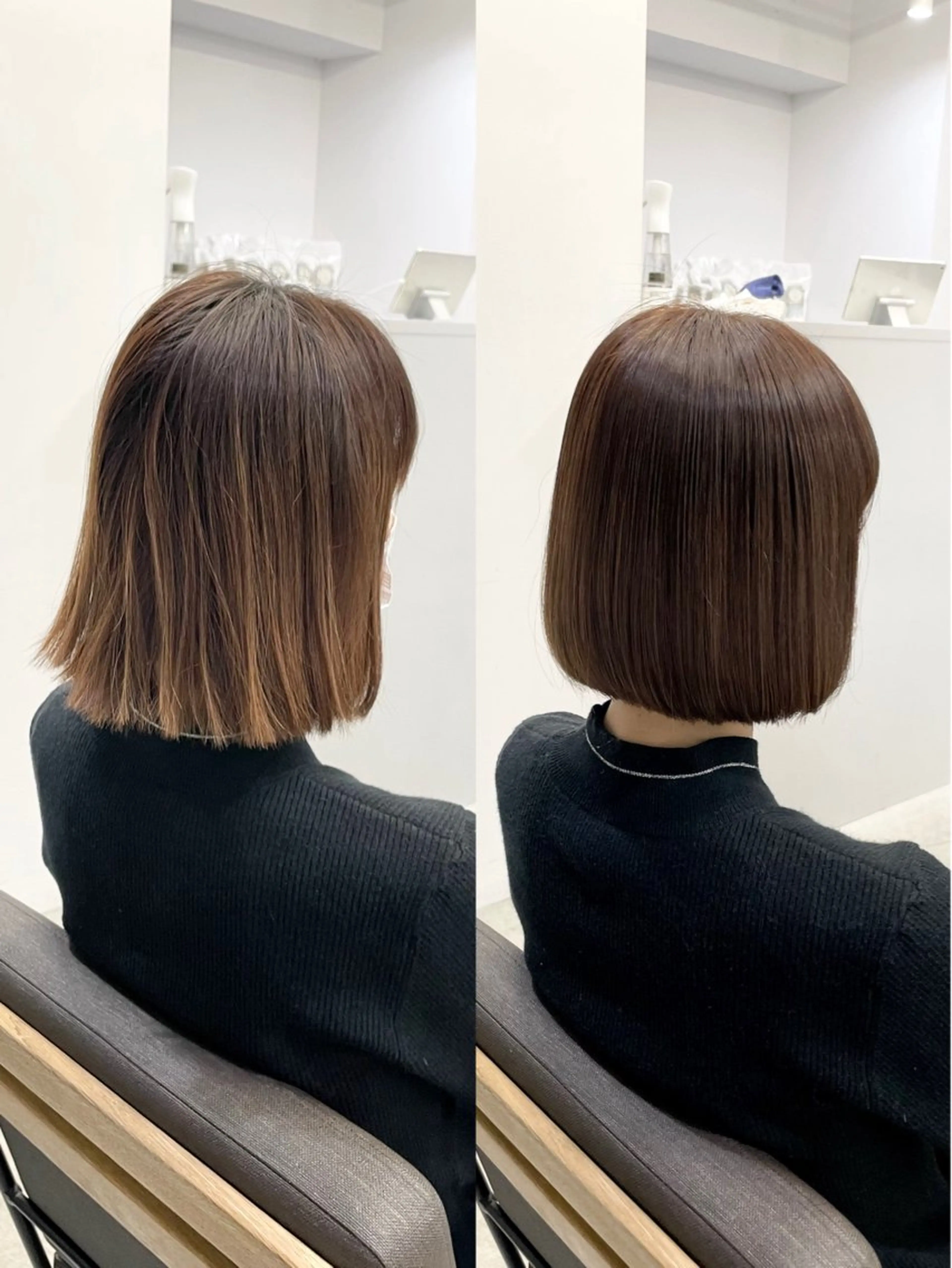 ミディアム カラー パーマ ミディアムパーマ 髪質改善 縮毛矯正 ストレートパーマ カット ヘアカラー 縮毛矯正 トリートメント 美髪への最善策を貴方 へ✨凄い艶髪✨萩原のヘアスタイル