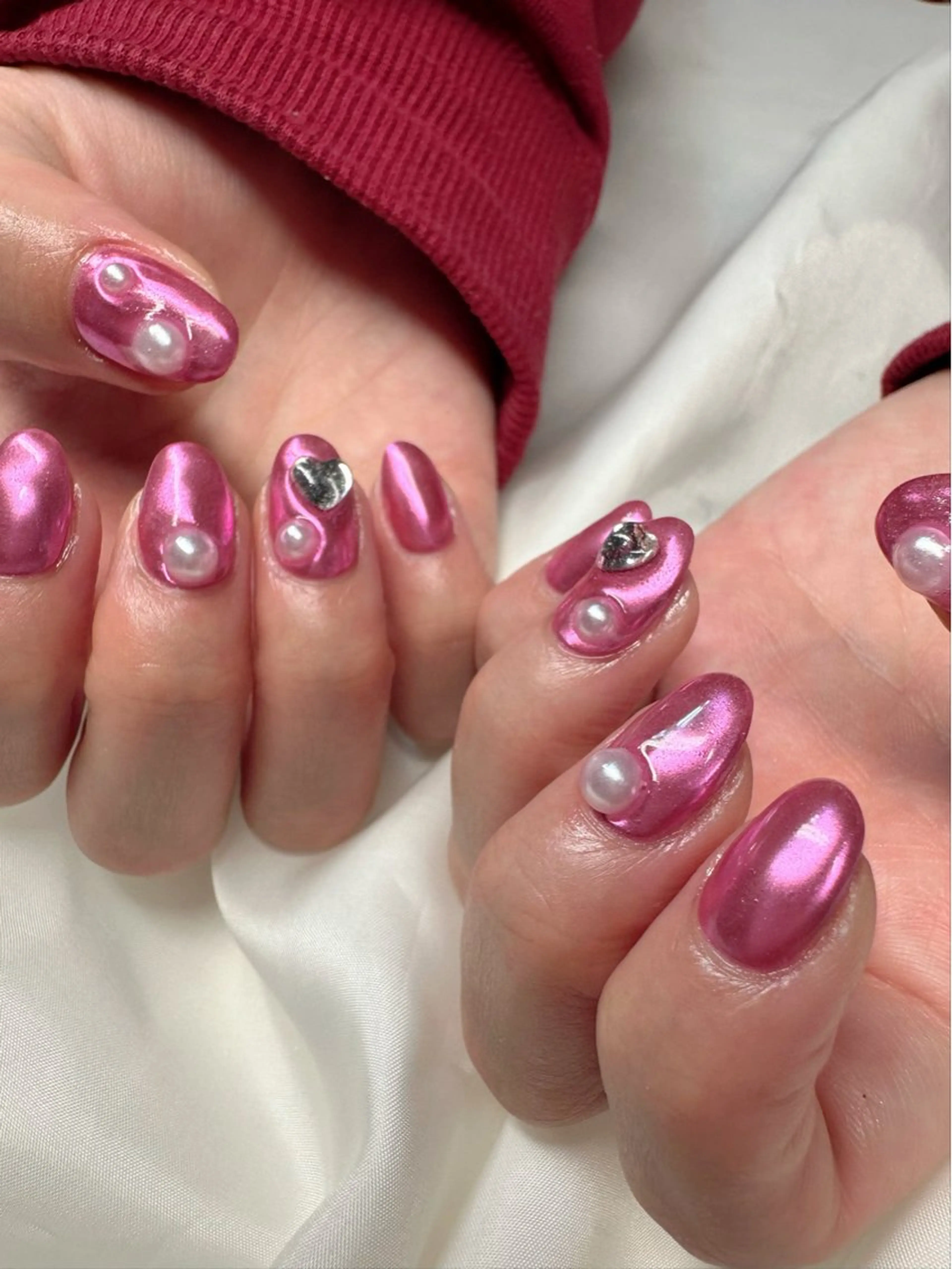 ネイル ハート 氷ネイル・うるうるネイル 韓国ネイル ミラーネイル ニュアンスネイル 🪞KAPE NAIL 🪞のネイルデザイン