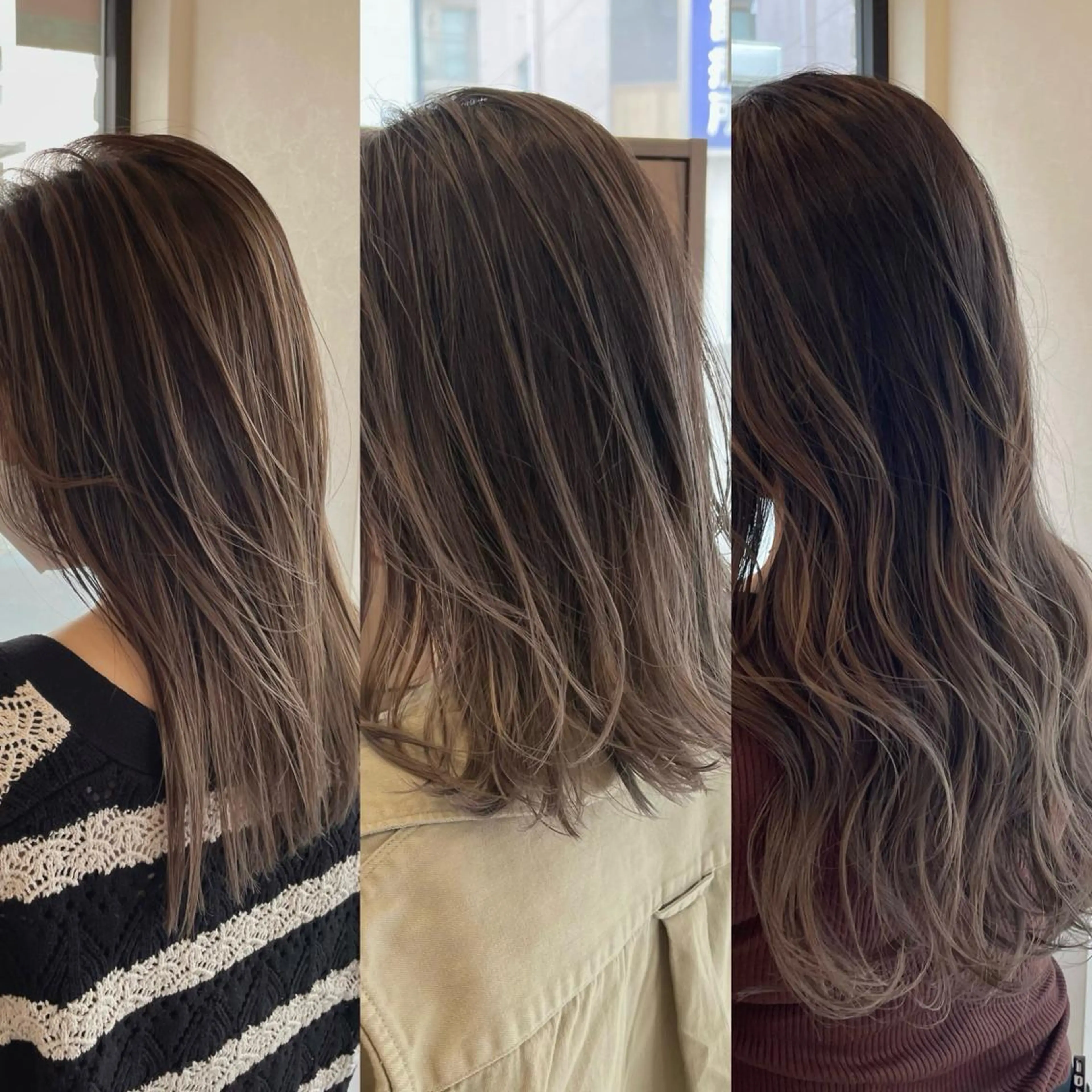 セミロング カラー ヘアアレンジ バレイヤージュ グレージュ レイヤーカット カット ヘアカラー トリートメント 🎗秋山勇 /三宮指名No.1のヘアスタイル
