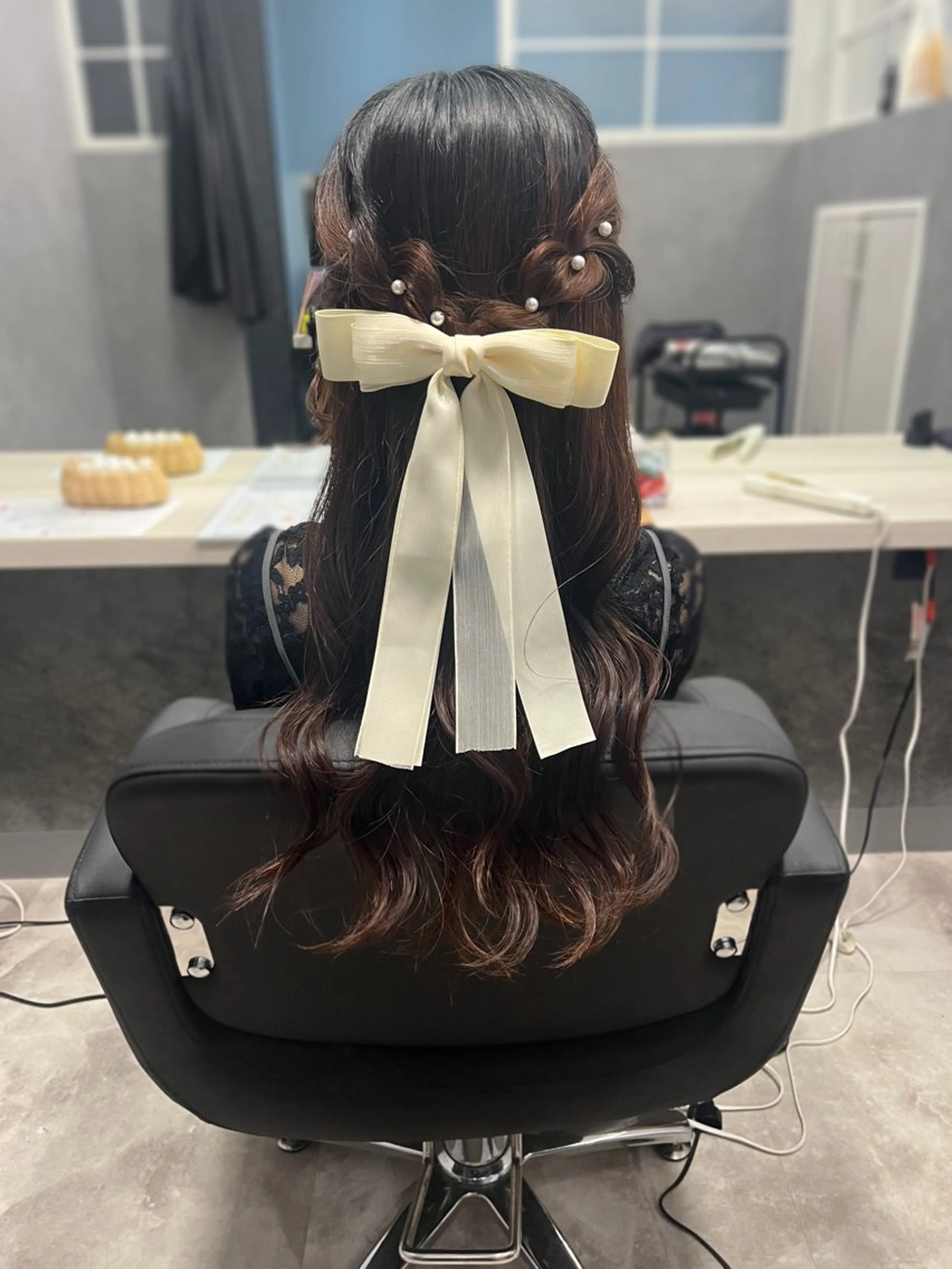⭐️ハーフアップ⭐️パールピン付き🎀の写真