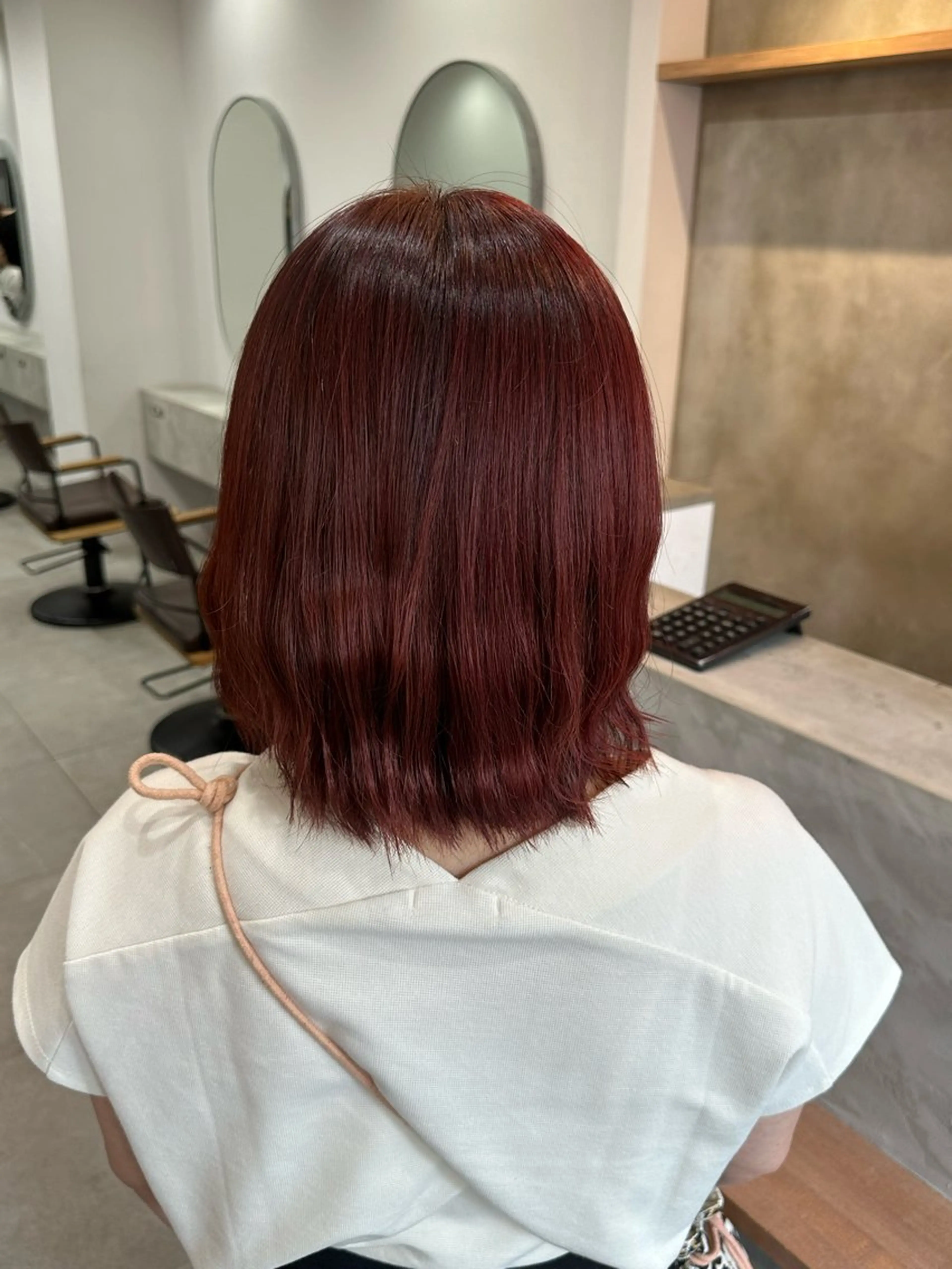 ミディアム カラー ヘアアレンジ レッドカラー ヘアカラー トリートメント clan所属・志賀 海音のヘアスタイル