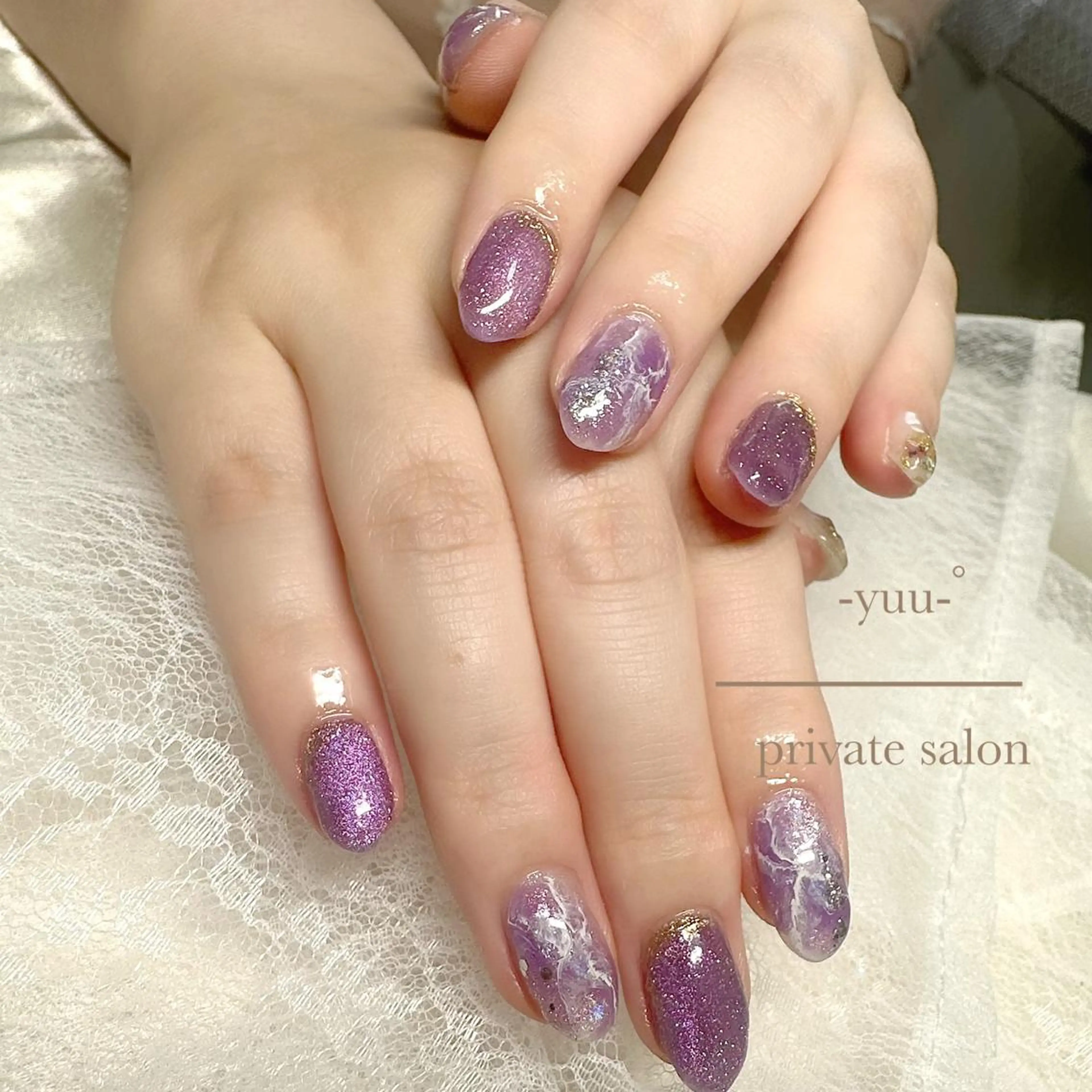 ショート ネイル 大理石ネイル(マーブル) -yuu-所属・Lino ﾟのネイルデザイン