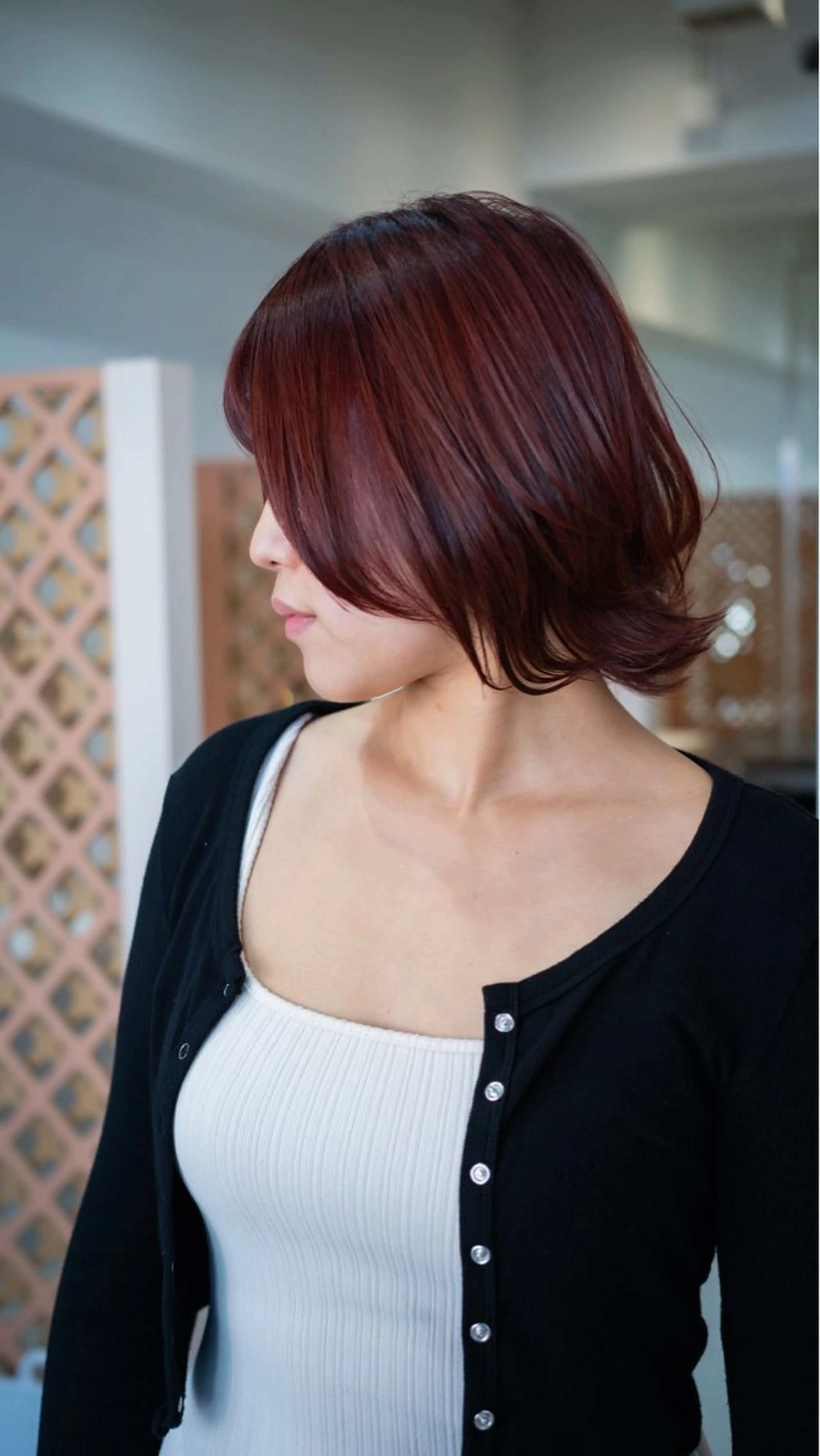 ミディアム カラー ボブレイヤー ボブ レイヤーカット カット ヘアカラー 川間 将彦のヘアスタイル