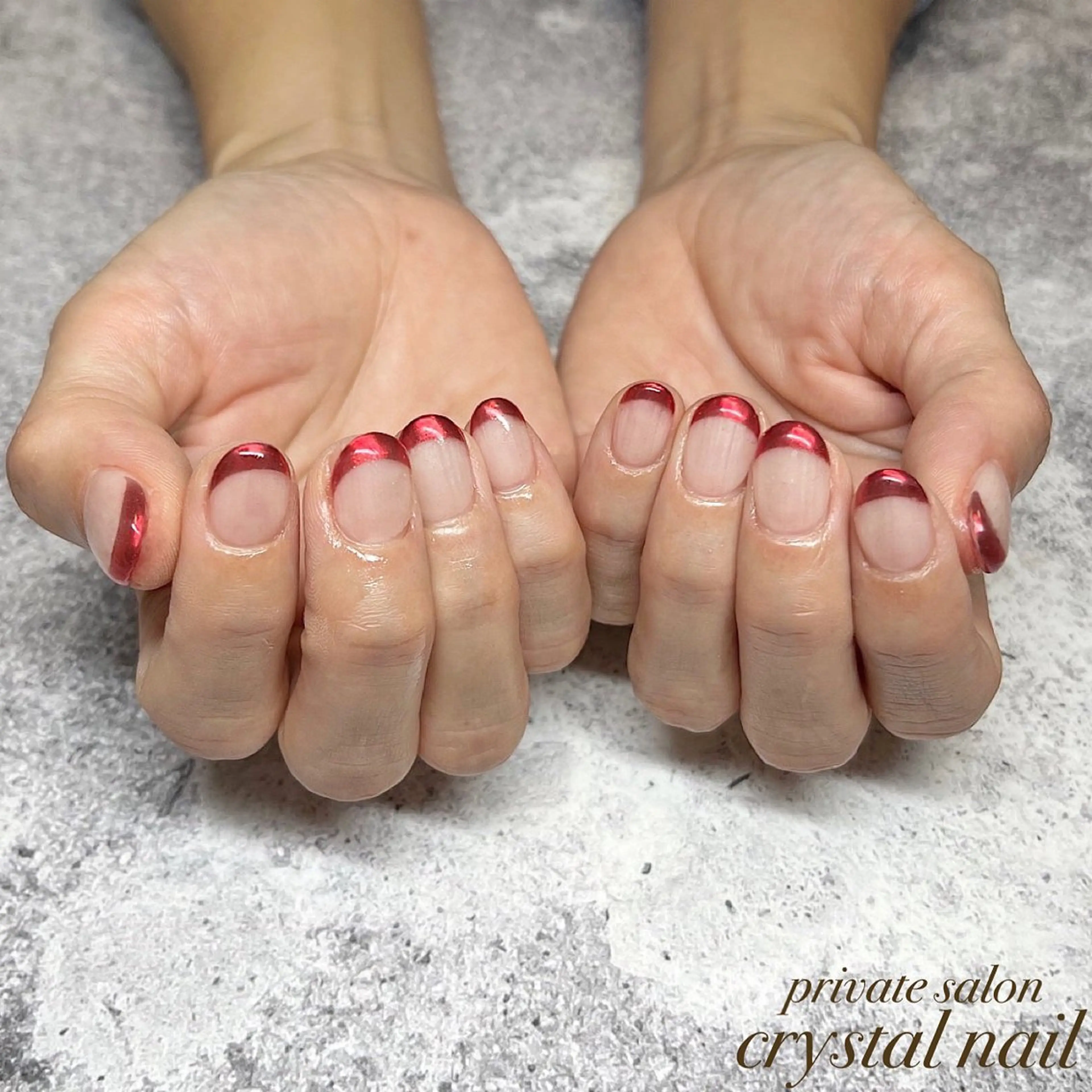 ネイル フレンチネイル ミラーネイル Crystal Nailのネイルデザイン
