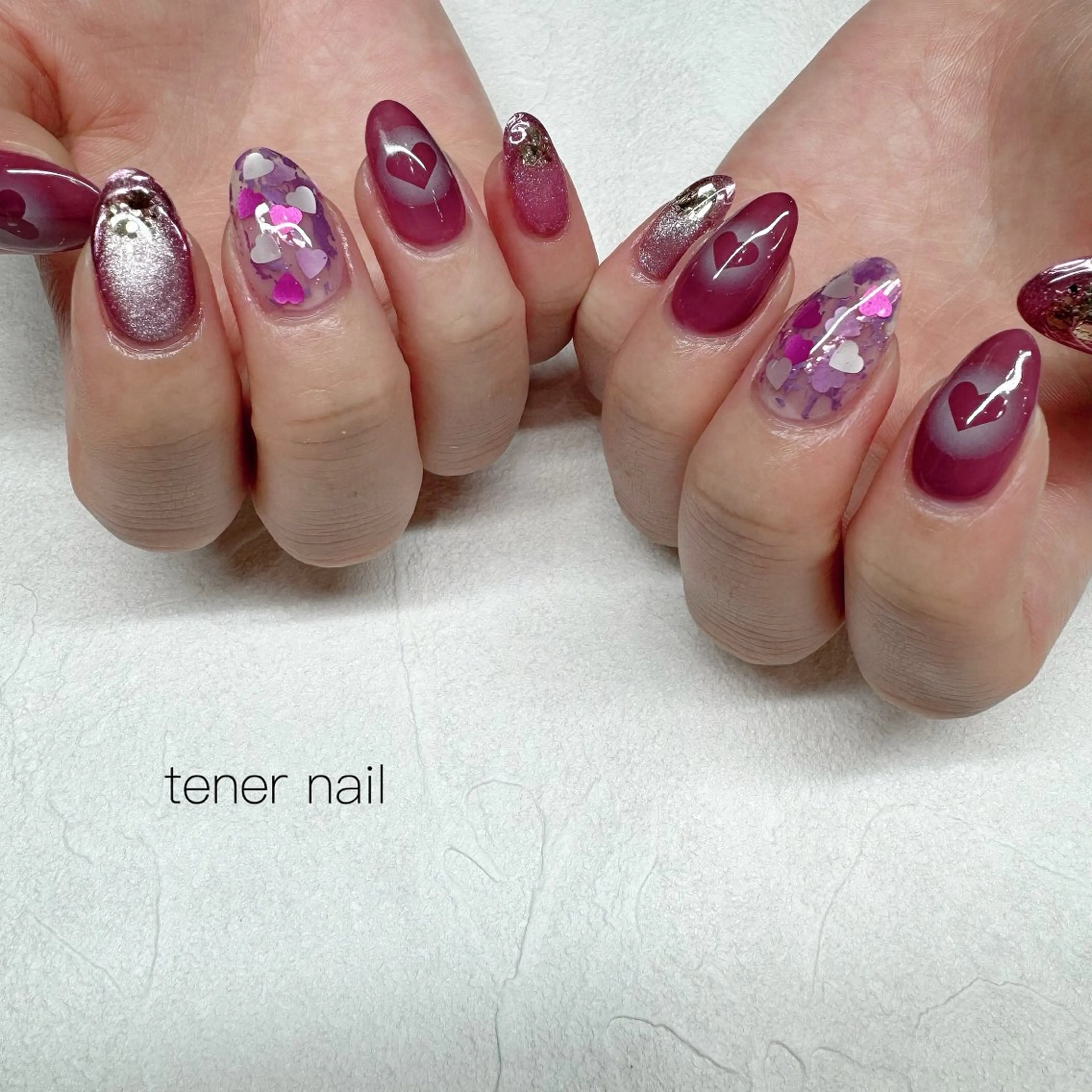 ネイル ハート ハンドネイル tener  nail  テネルネイル所属・テネルネイル tener nailのネイルデザイン