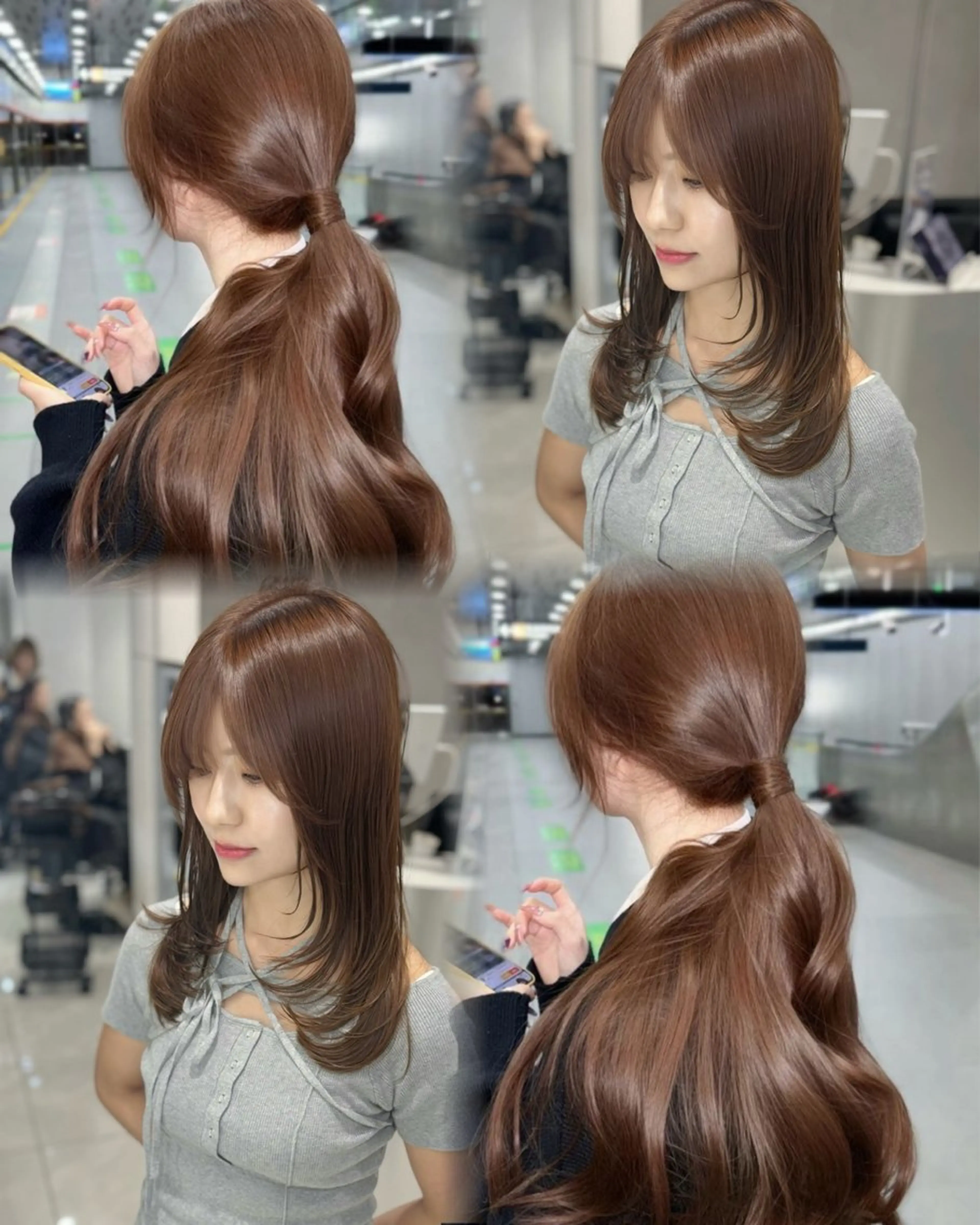 ミディアム カラー カット ヘアカラー トリートメント レイヤーカット×韓国 Ryotaroのヘアスタイル