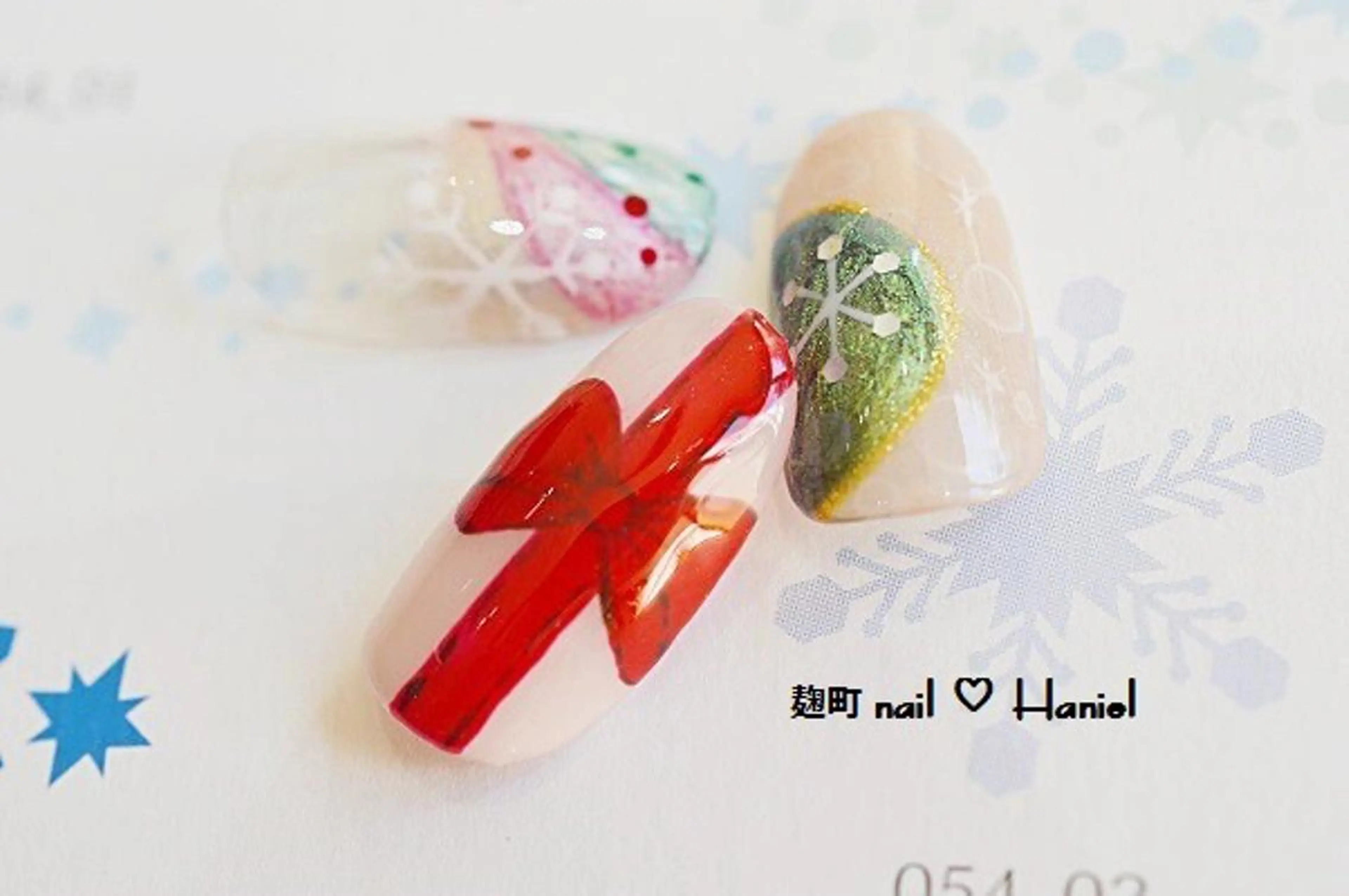 ネイル アートネイル ジェルネイル パラジェル 冬ネイル クリスマス nail Haniel所属・半蔵門サロンハニエル 魅神 ちよのネイルデザイン