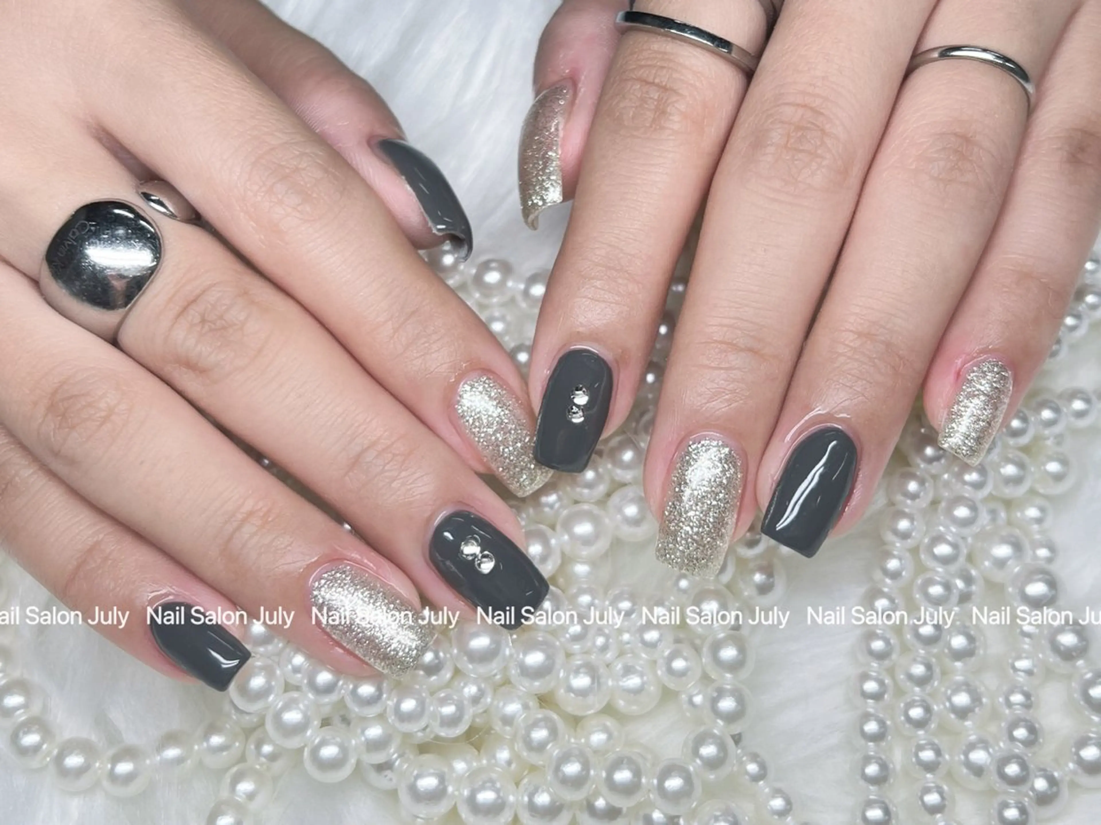 ネイル アートネイル オーロラネイル ジェルネイル ガーリー キラキラネイル ハンドネイル July モモのネイルデザイン