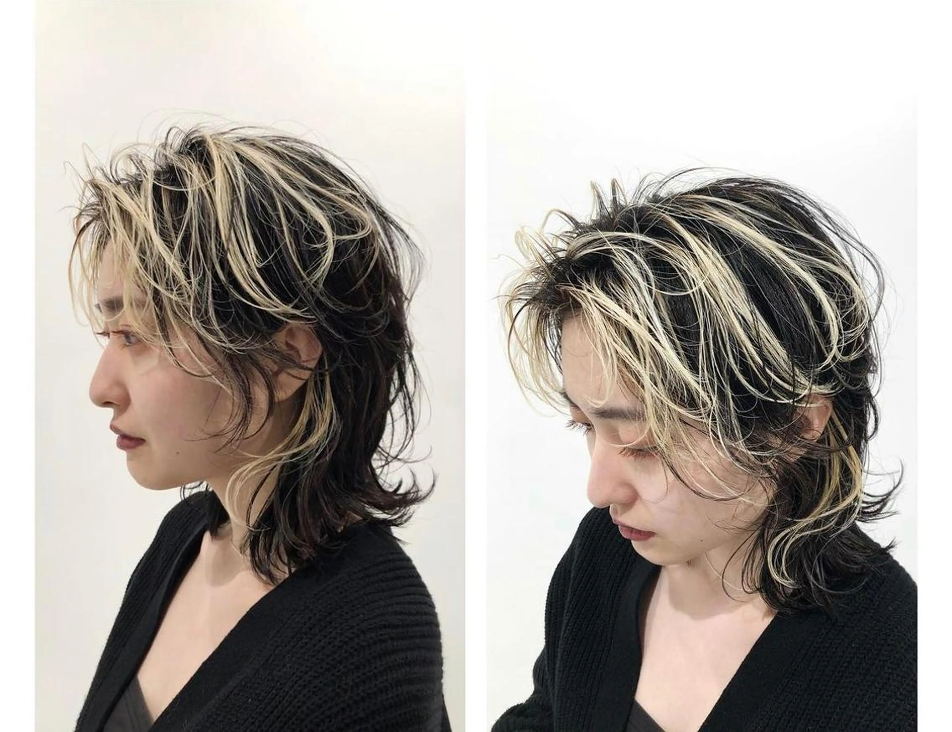 ミディアム カラー ヘアアレンジ メンズ メンズブリーチ メンズハイライト メンズウルフカット ブリーチ ハイライトカラー 【姫カット】 ナカムラコウキのヘアスタイル