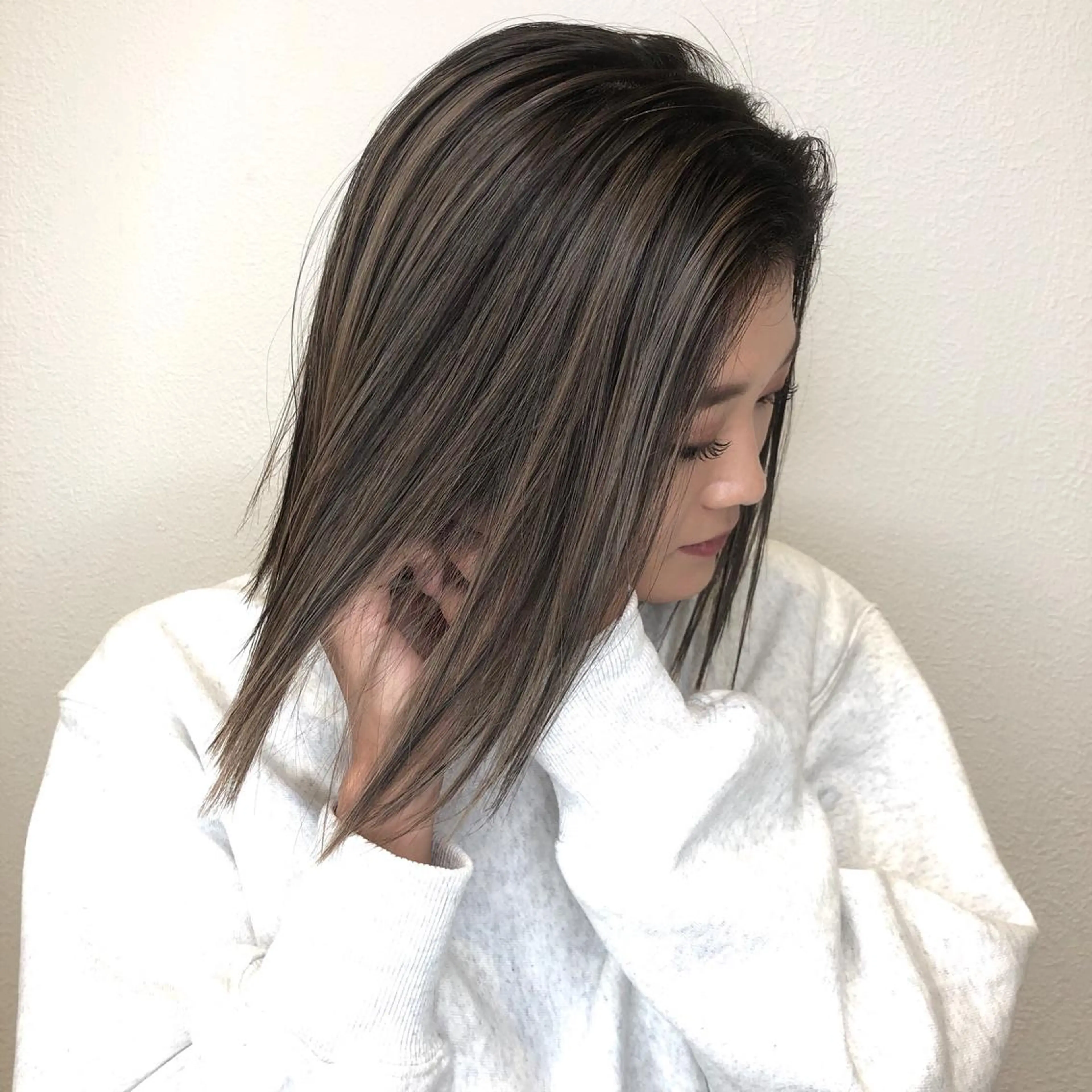 ミディアム ヘアカラー ブリーチ無しカラー 👑店長　平松　由のヘアスタイル
