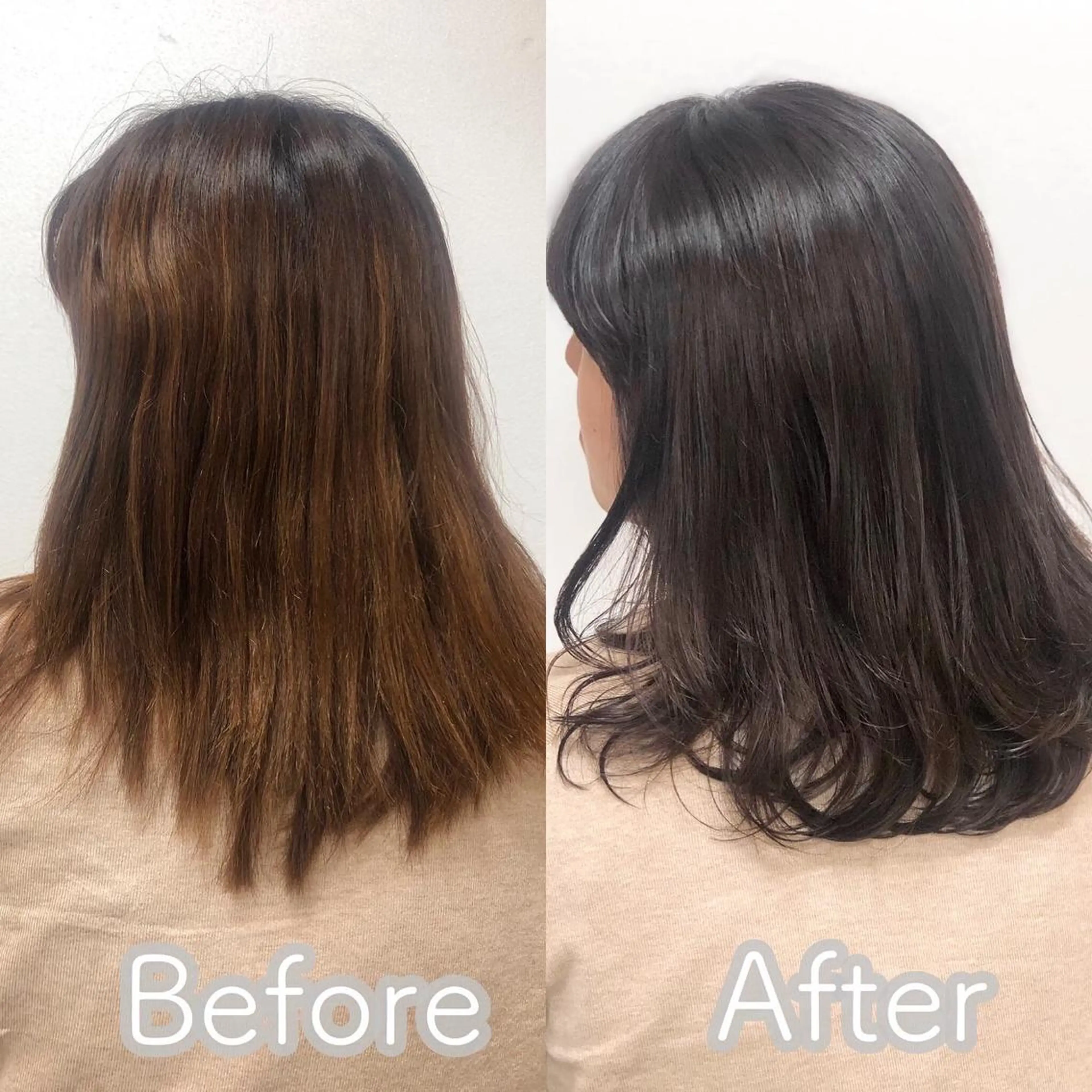 ミディアム カラー ブラウンカラー ショコラブラウン イルミナカラー ピンクカラー 韓国ヘア🤍 NATSUNEのヘアスタイル