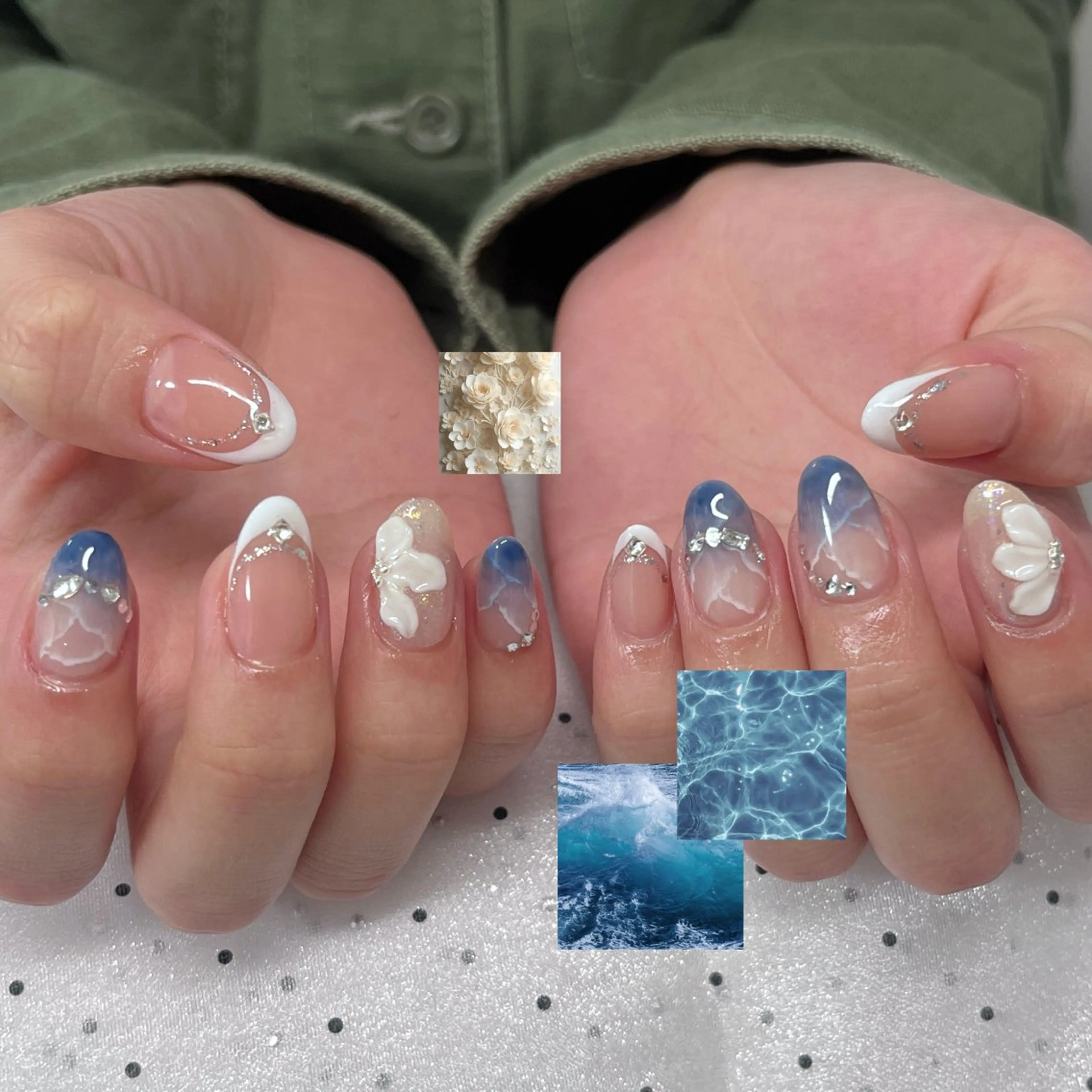 ネイル 成人式 氷ネイル・うるうるネイル キラキラネイル 韓国ネイル シンプルネイル ハンドネイル はなネイル所属・R_nail xixiのネイルデザイン