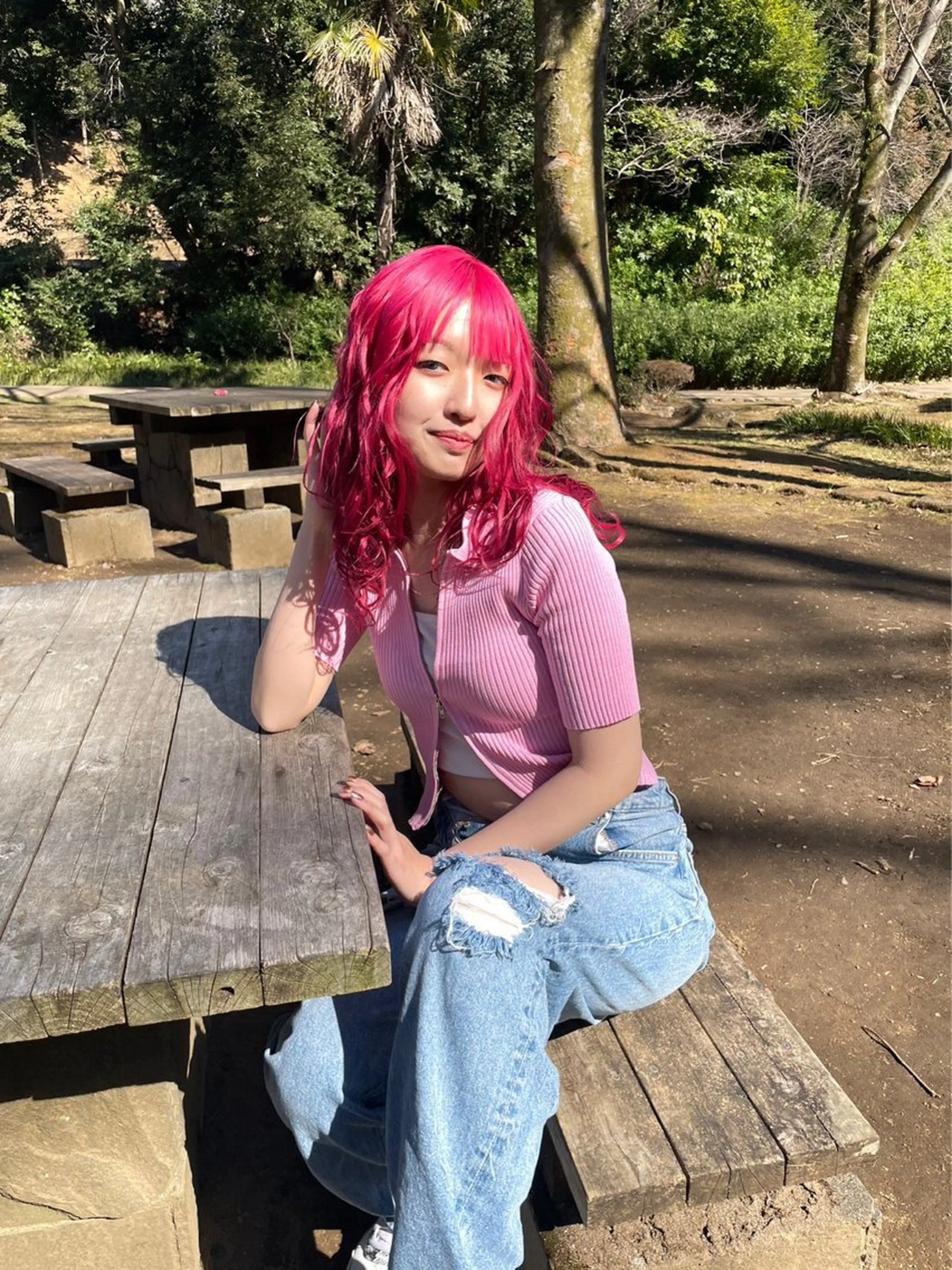 ロング カラー ピンクカラー ヘアカラー ブレンバイドット所属・ニュアンスカラー/ 🫧レミ(坊主)のヘアスタイル