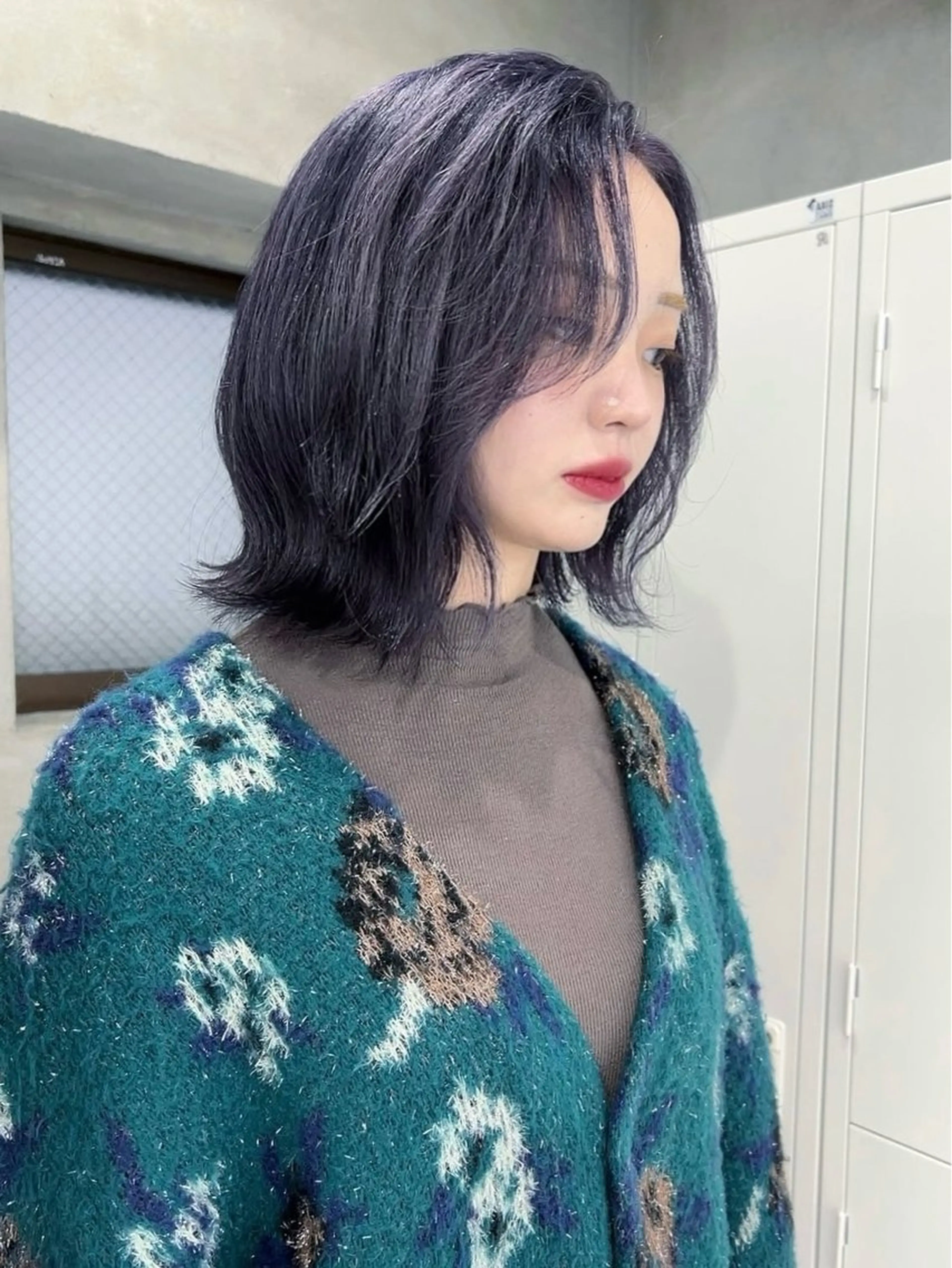 ショート カラー ブルーカラー ブルーラベンダー ラベンダーカラー カット ヘアカラー トリートメント shizuna/天神 /メンズ/ボブのヘアスタイル