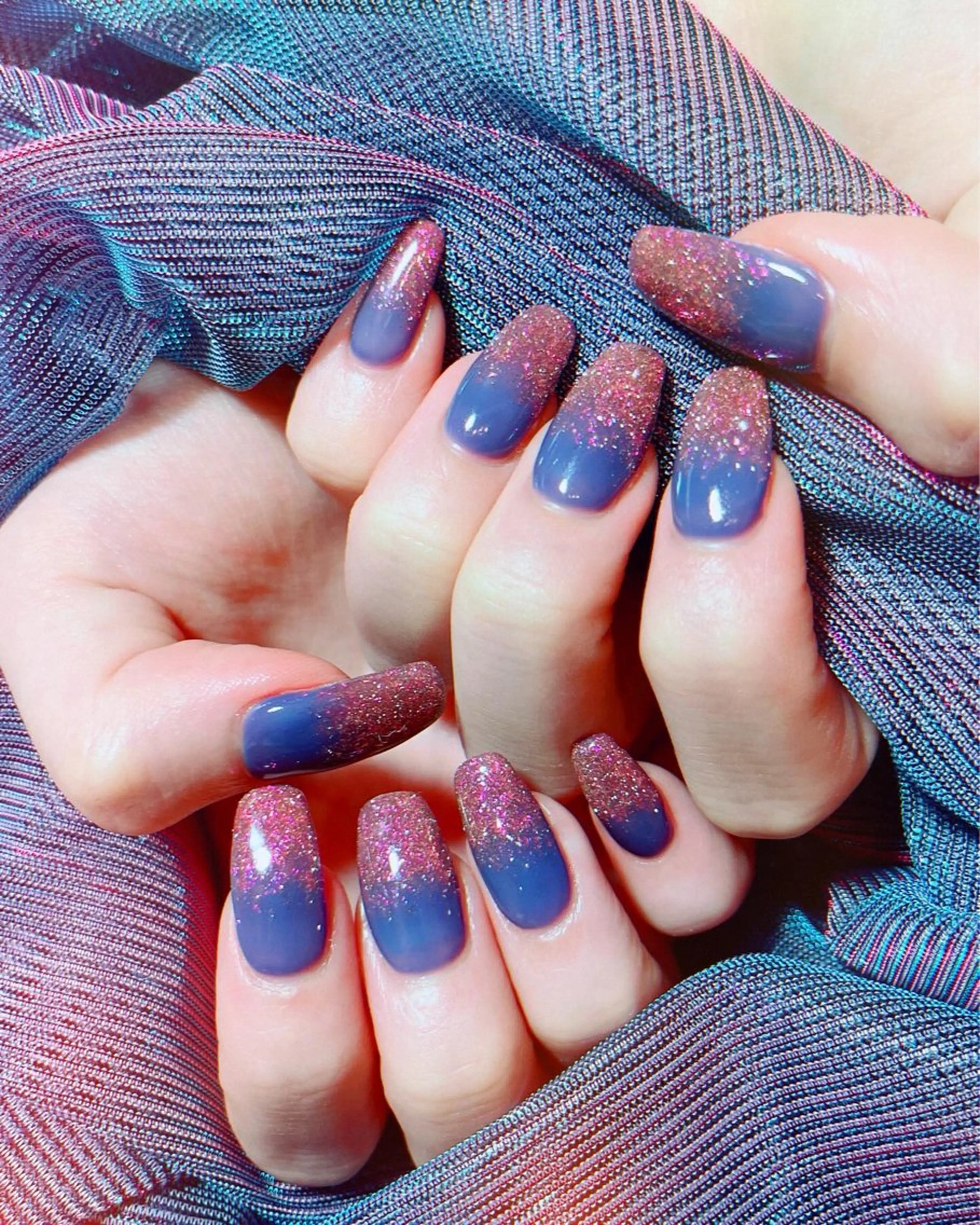 ネイル フラッシュネイル グラデーション ラメ(グリッター) ラメグラデーション ハンドネイル ruirui.naildesign所属・RUI ☆のネイルデザイン