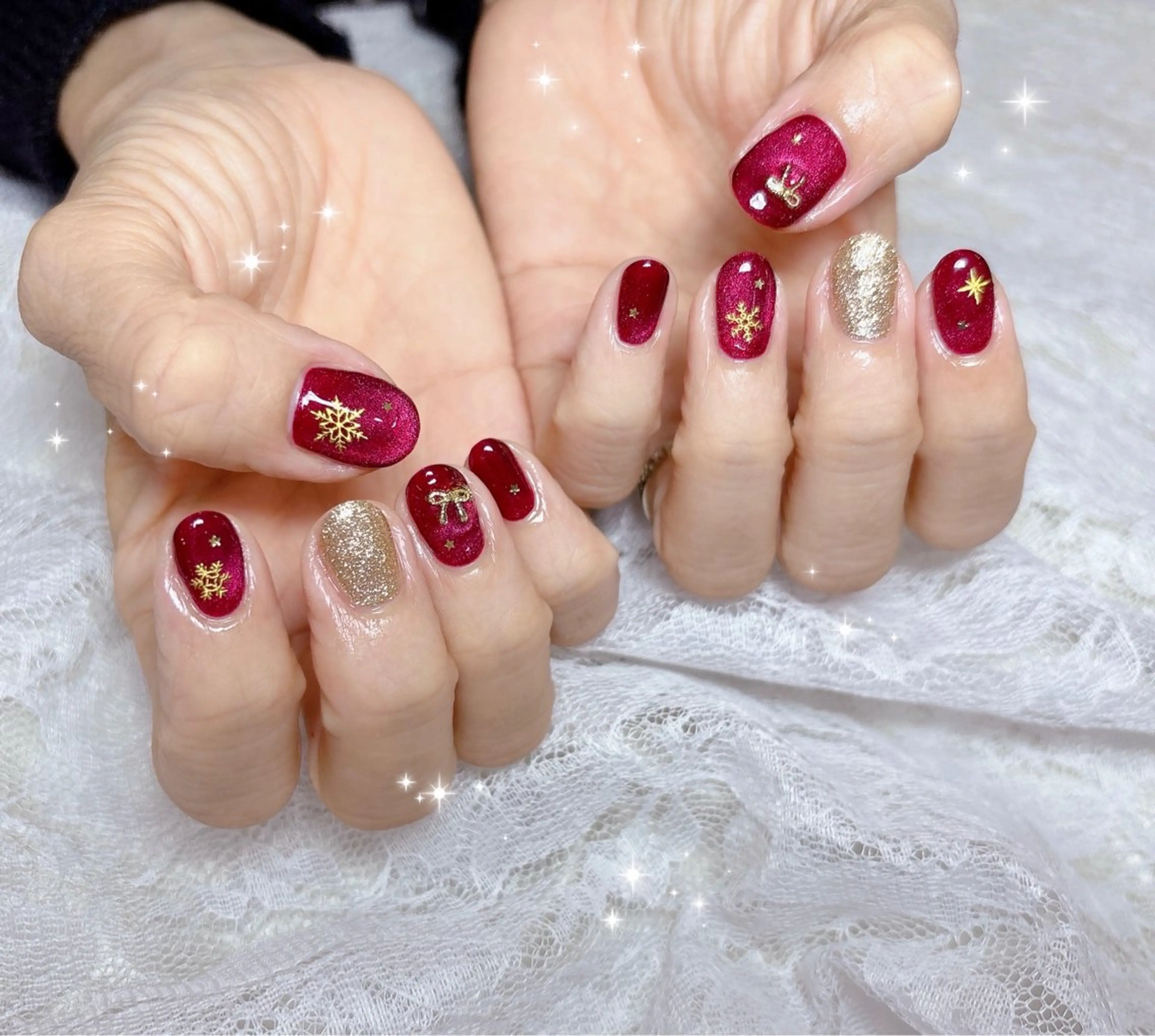 ネイル 冬ネイル クリスマス ハンドネイル FLARE NAIL フレアネイルのネイルデザイン