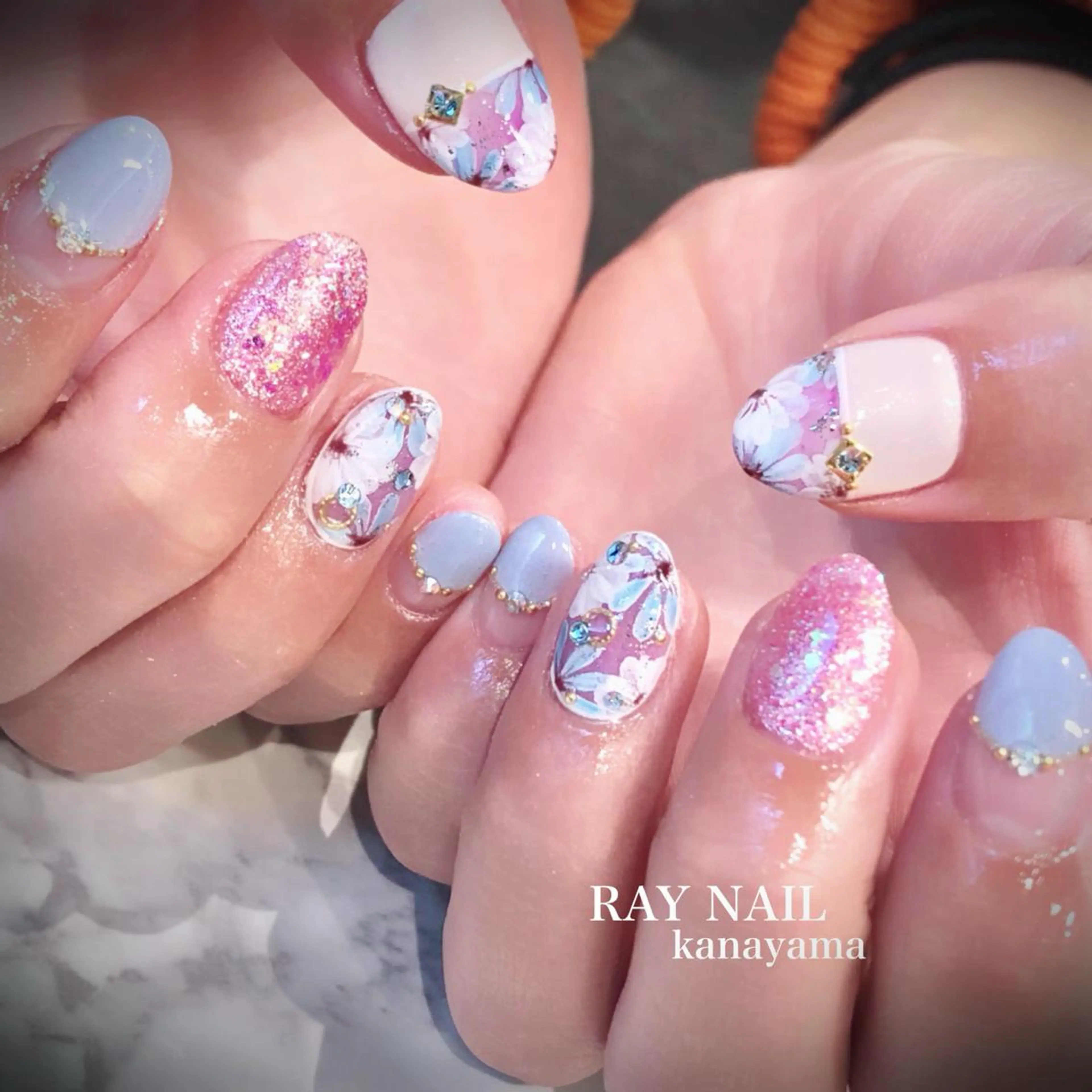 ネイル アートネイル フラワーネイル 春ネイル Arowa 伊田のネイルデザイン