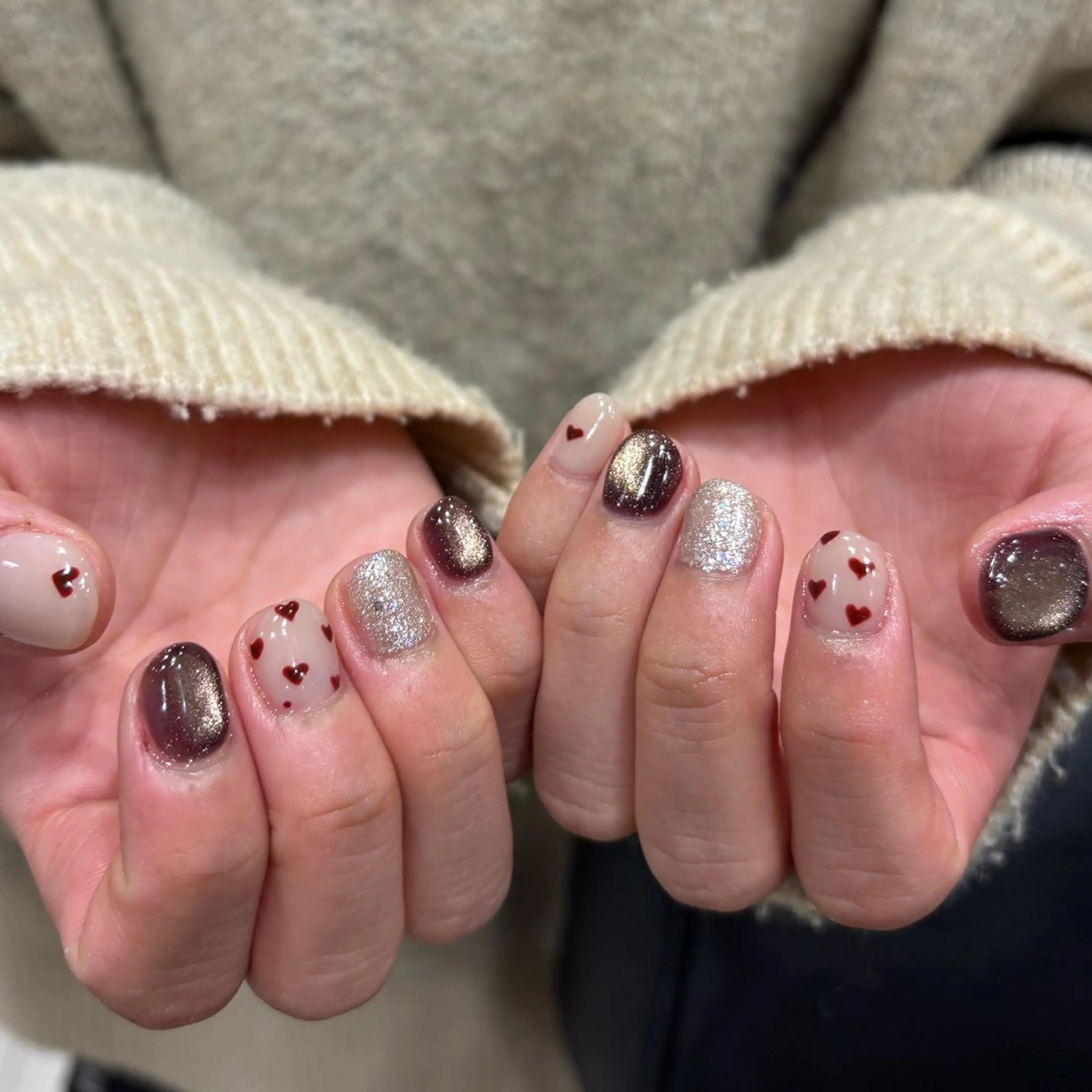 ネイル ハート ハンドネイル 【N°nail】 fuyukaのネイルデザイン