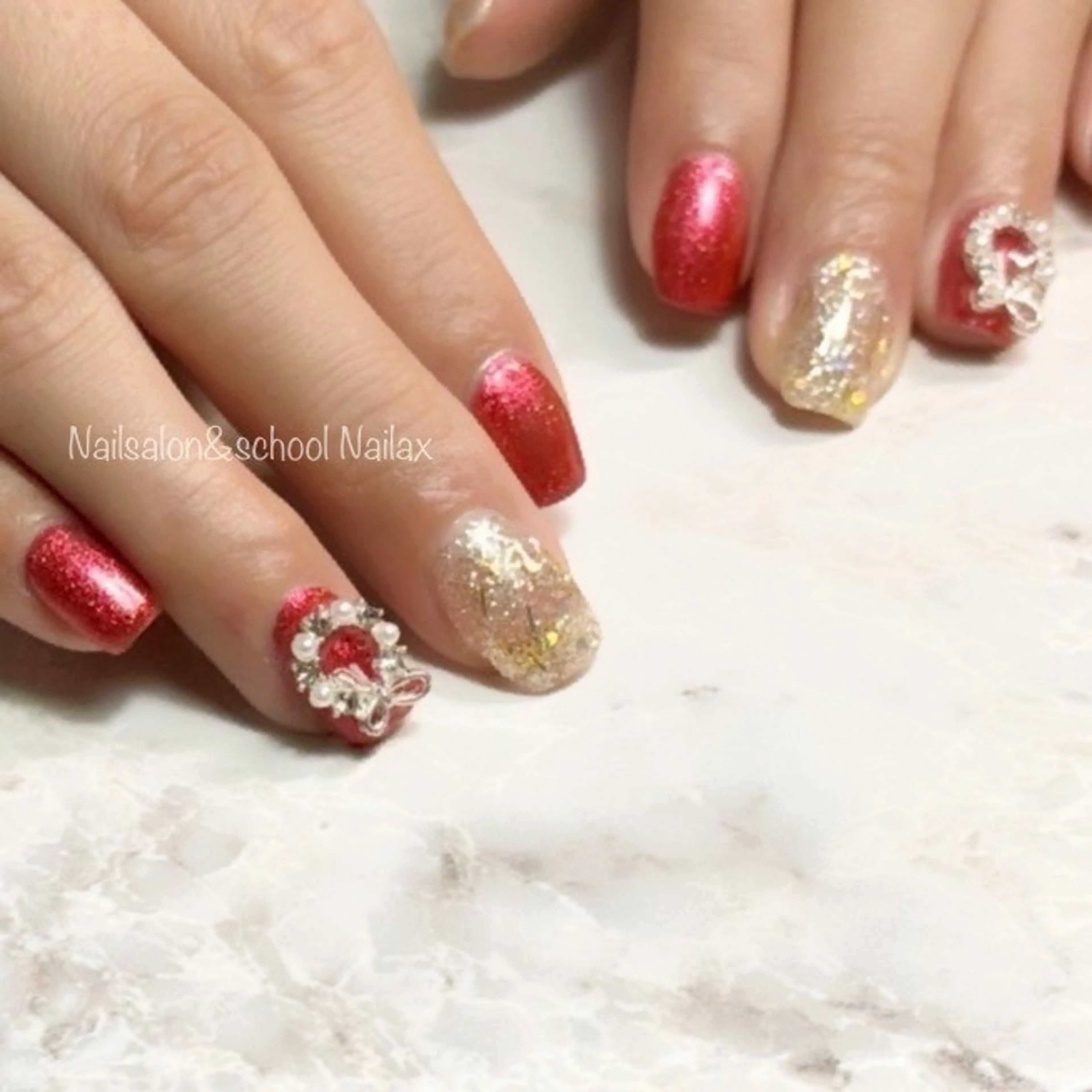 ネイル アートネイル 冬ネイル クリスマス ハンドネイル nailax YUMIのネイルデザイン