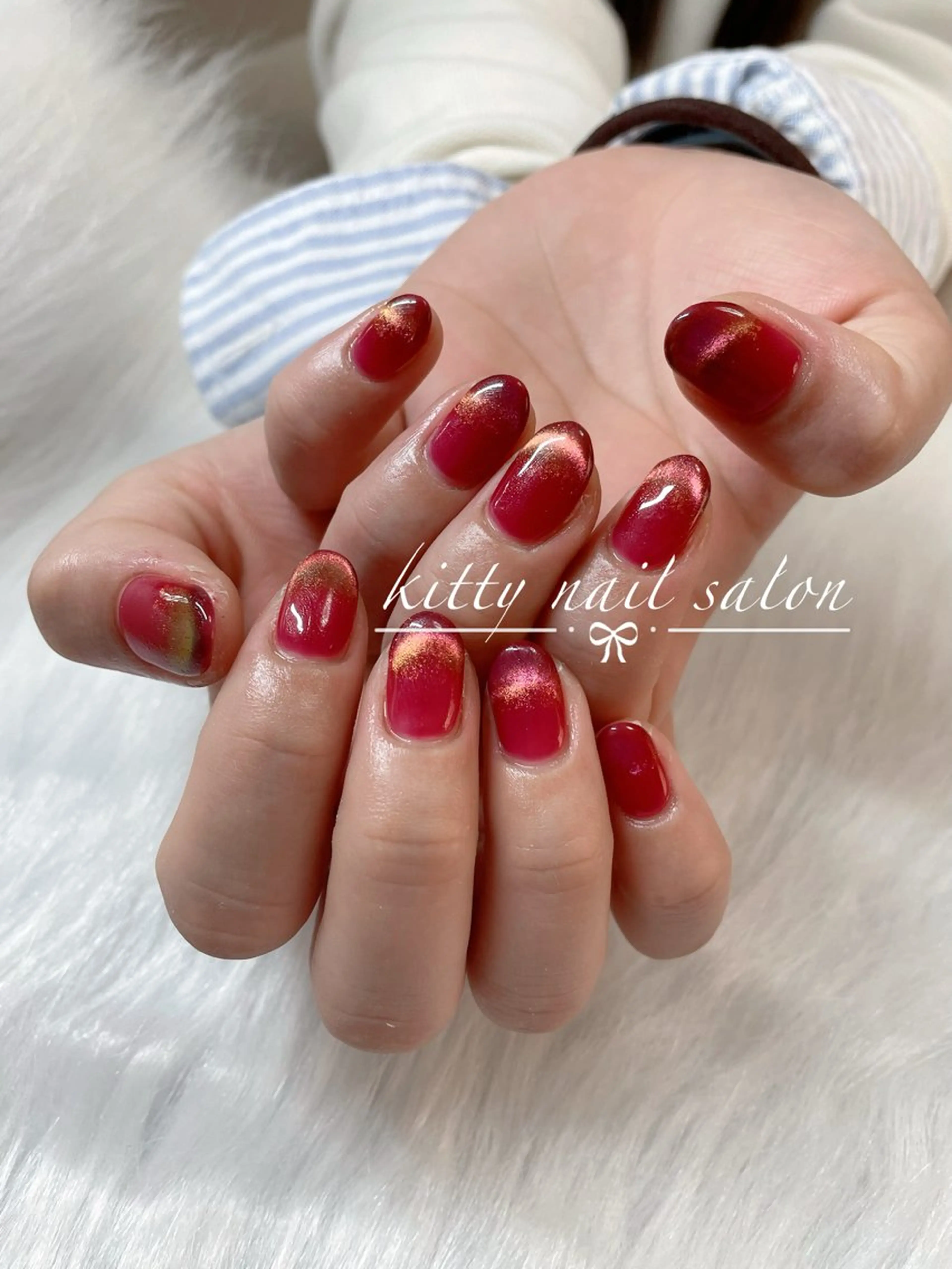 ネイル フレンチネイル マグネットネイル マグネットフレンチ ミラーネイル シンプルネイル ハンドネイル kitty nail salonのネイルデザイン