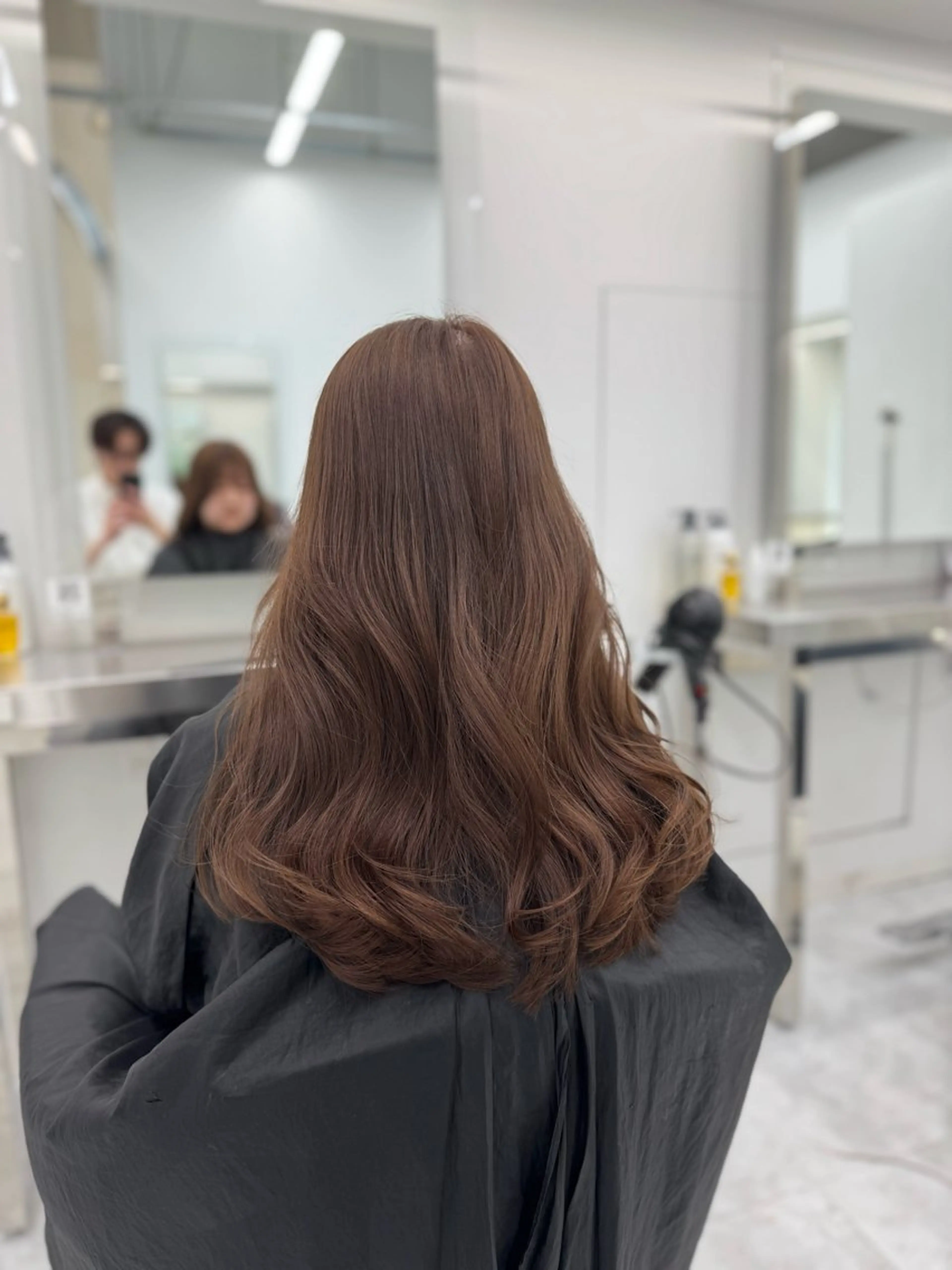 セミロング カラー ヘアカラー ヘアセット ブリーチなし🤍透明 感カラー🤍しゅうじのヘアスタイル