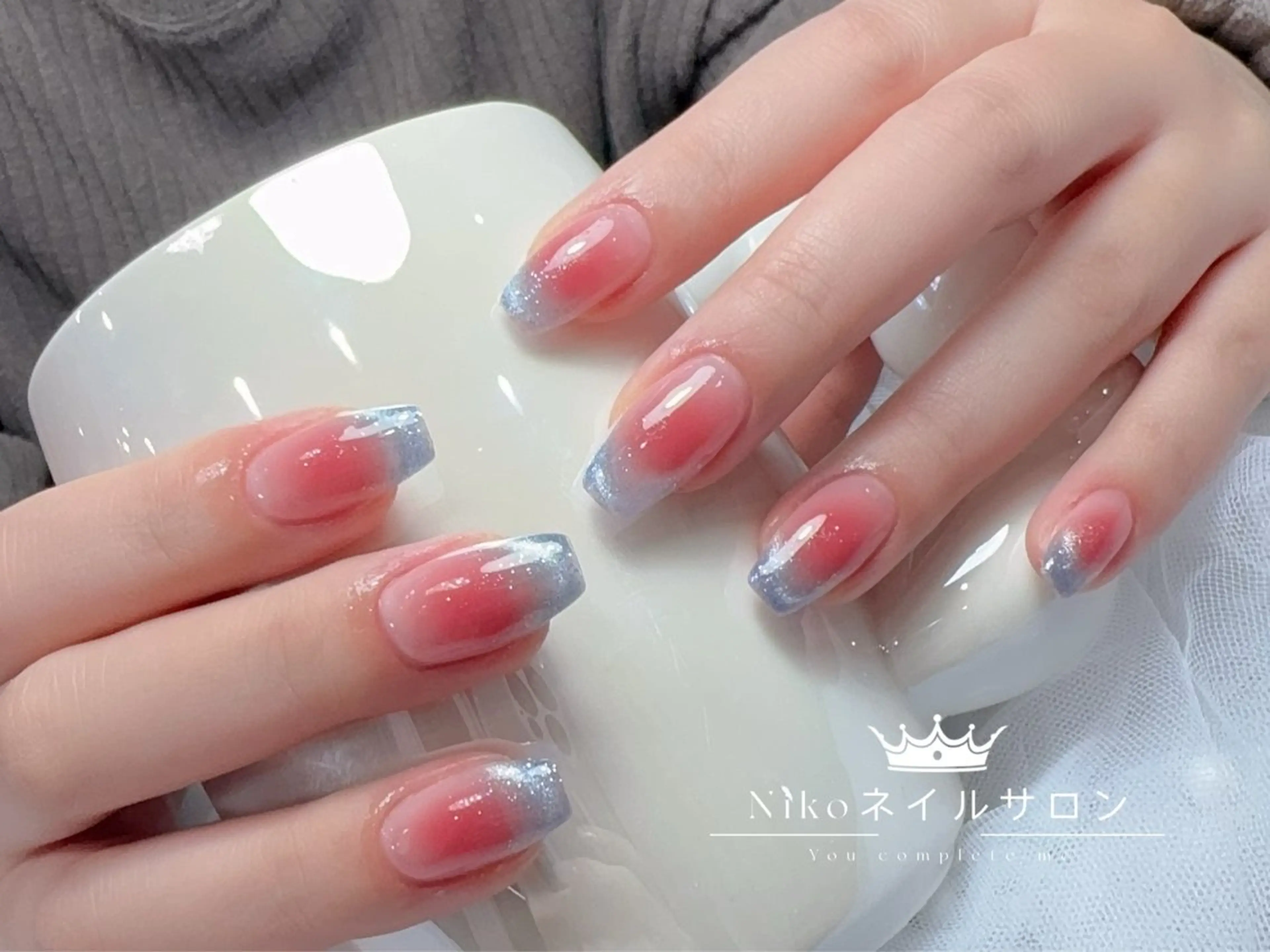 ネイル チークネイル フットネイル フレンチネイル ジェルネイル ガラスフレンチ Nikosalon rikoのネイルデザイン