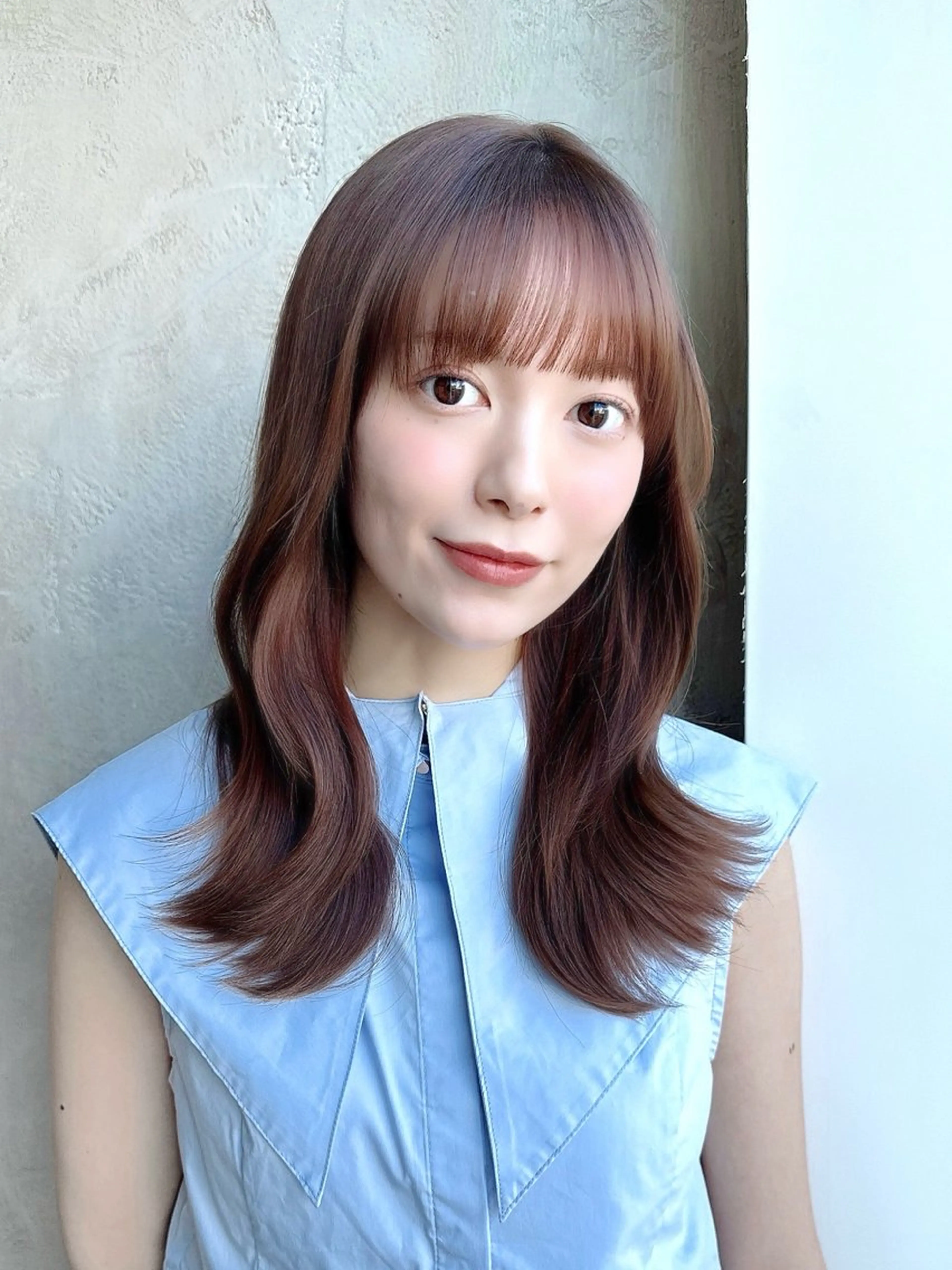 セミロング カラー 透明感カラー 小顔カット トリートメント カット ヘアカラー トリートメント ヘッドスパ 石戸谷　海斗/韓国 レイヤー/艶カラーのヘアスタイル
