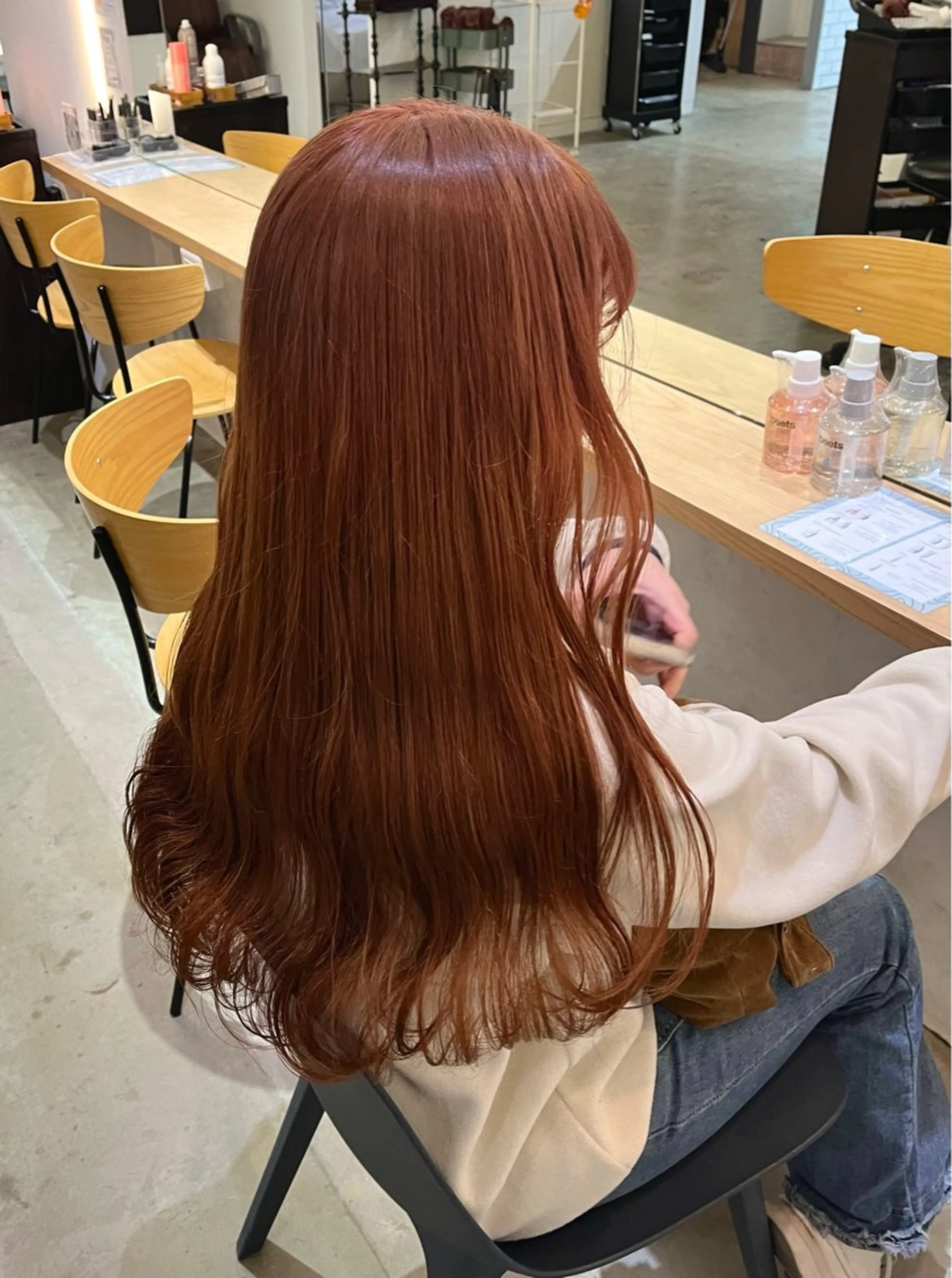 ロング カラー オレンジ ヘアカラー トリートメント 暖色/まろベージュ/ シカタユウカのヘアスタイル