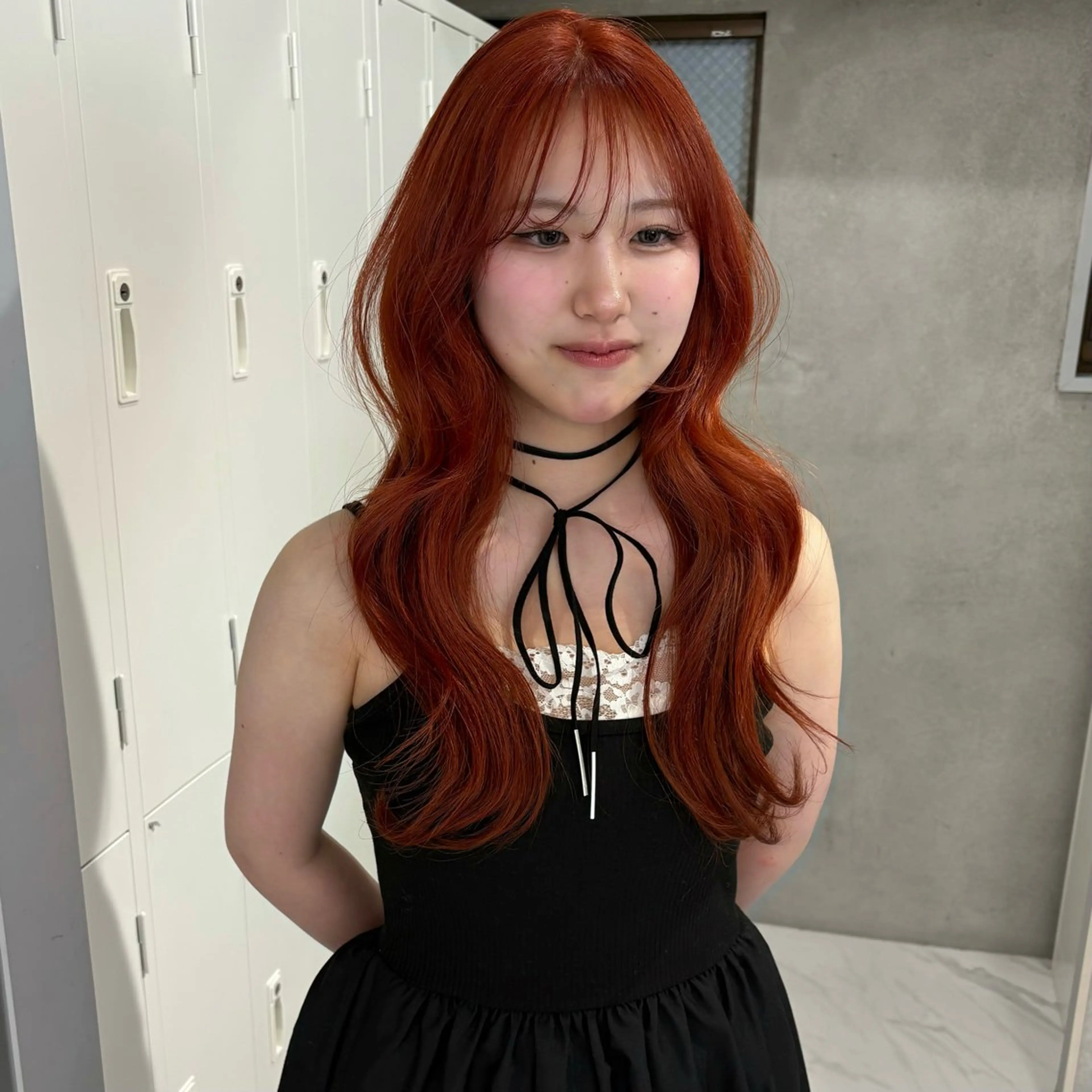 ロング カラー ブリーチ オレンジ レイヤーカット ヘアカラー トリートメント riko/レイヤー/ 艶カラー/ヘアセットのヘアスタイル