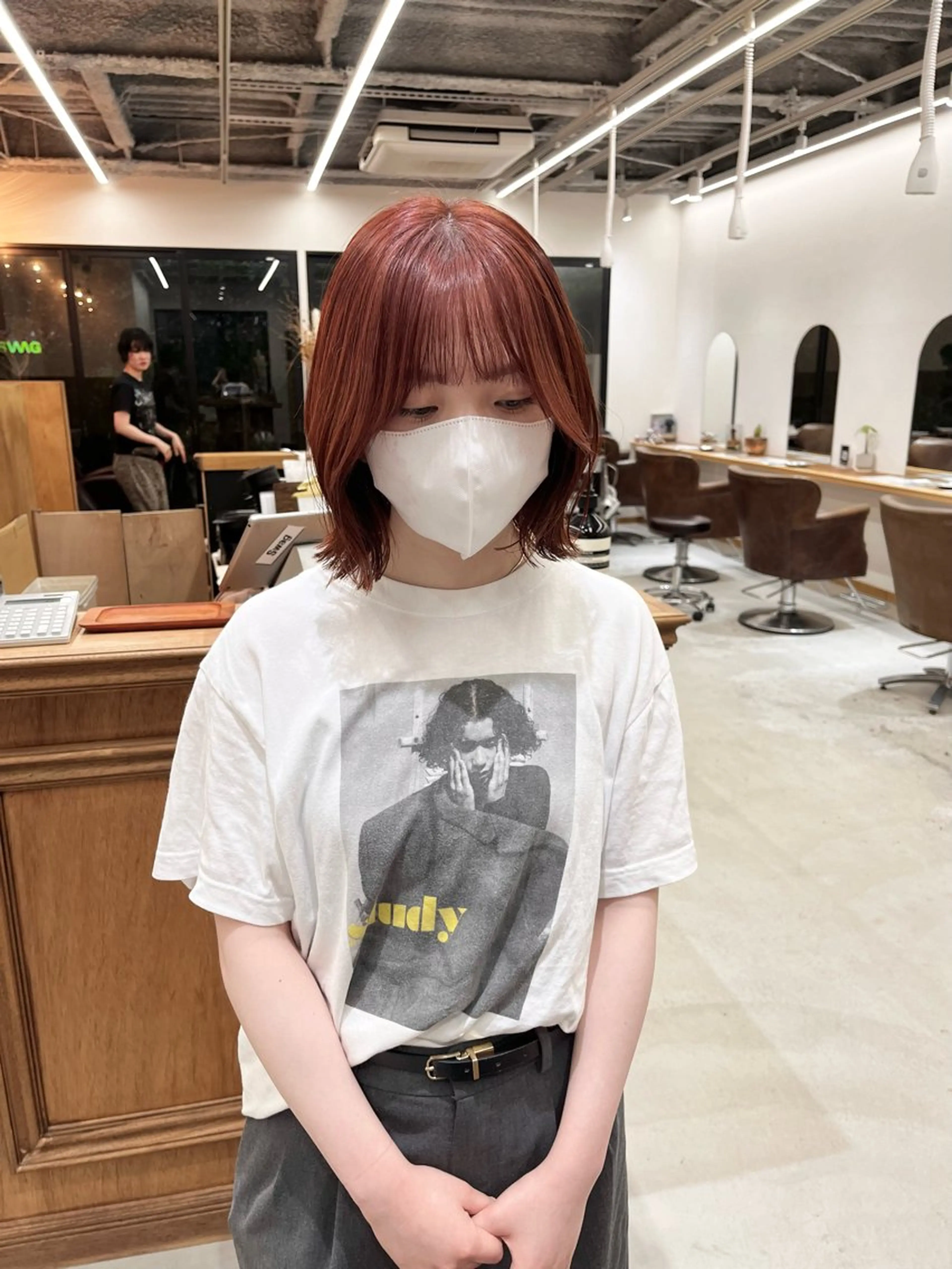 ショート カラー ヘアアレンジ ブリーチ ダブルカラー ブリーチなしカラー ボブ くびれヘア ena/ブリーチなし 暖色・ベージュ🎀のヘアスタイル
