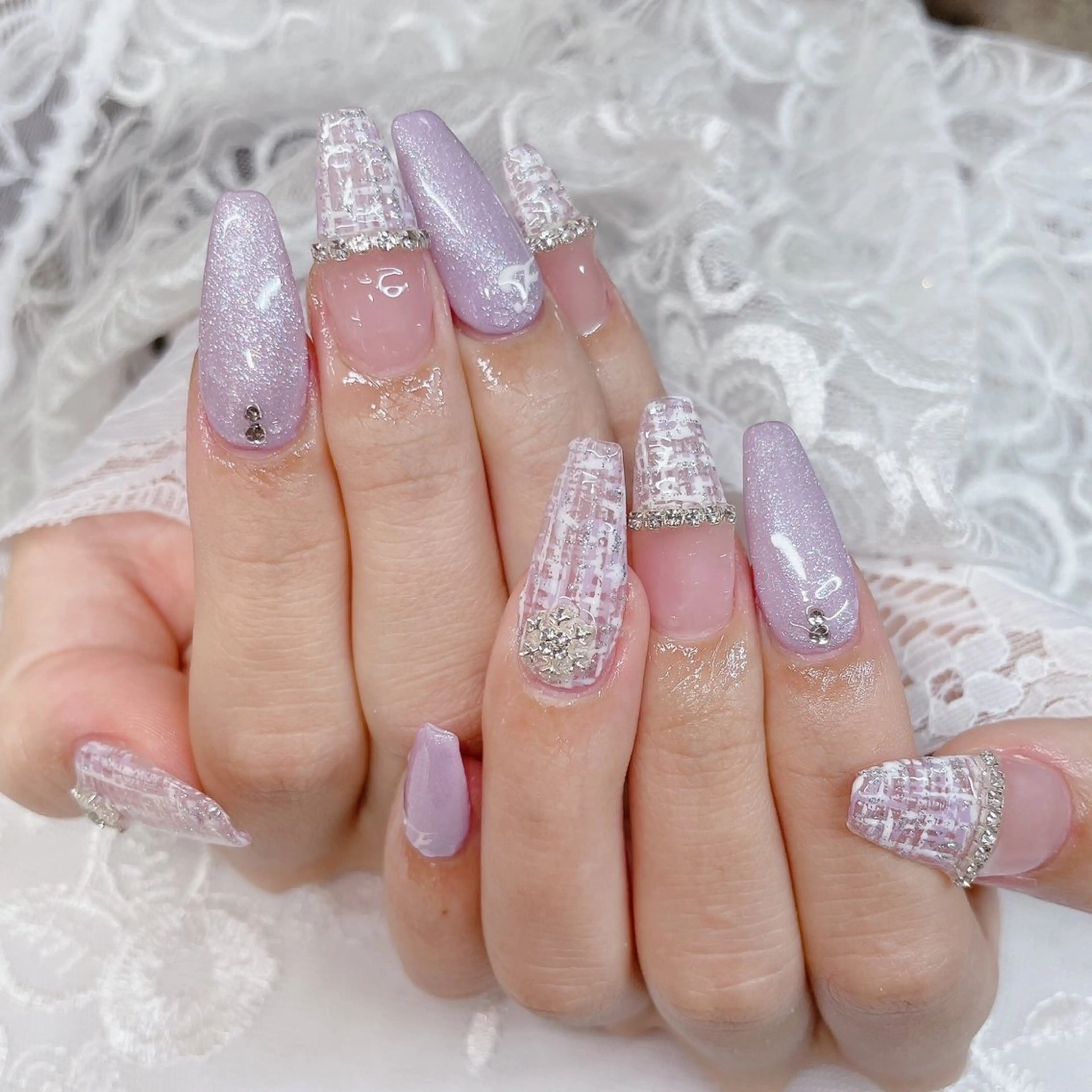 ロング ハンドネイル ハンドケア 💜MIYA nail川崎店のネイルデザイン