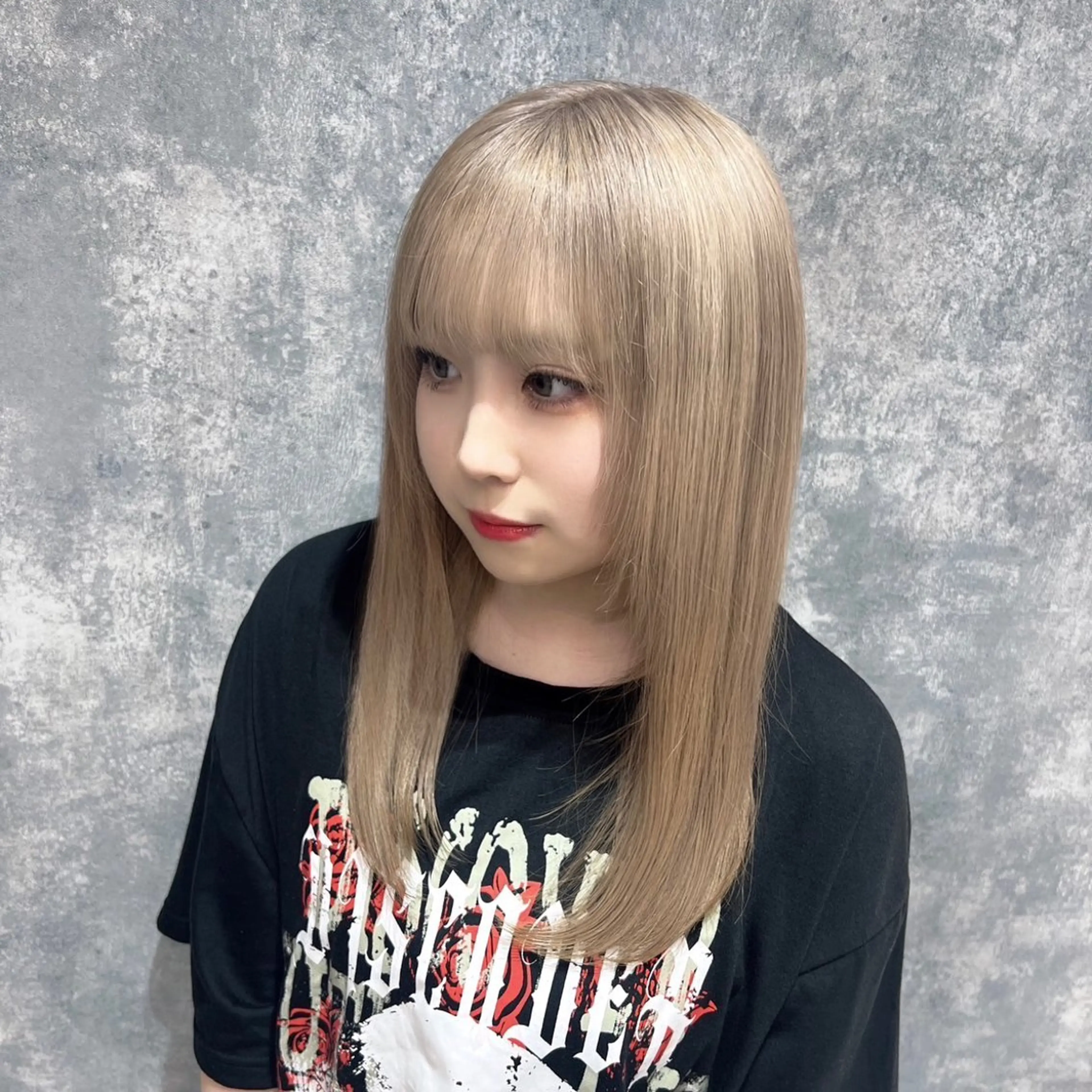 セミロング カラー 👑垢抜け韓国ヘア ハッシュカット唯澄のヘアスタイル