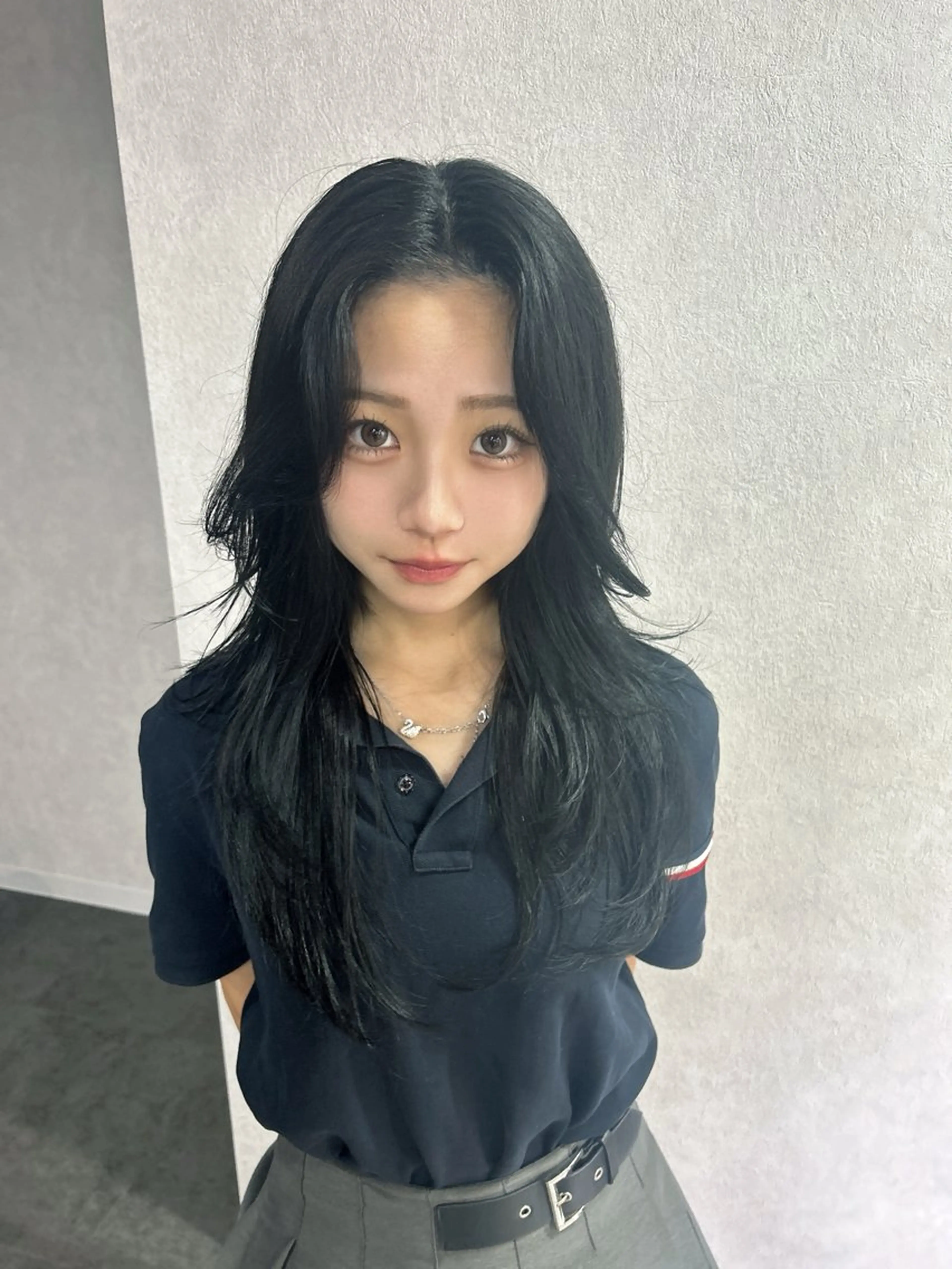 ロング レイヤーカット カット ヘアカラー 大阪韓国ヘア/ /酸性縮毛矯正ゆうとのヘアスタイル