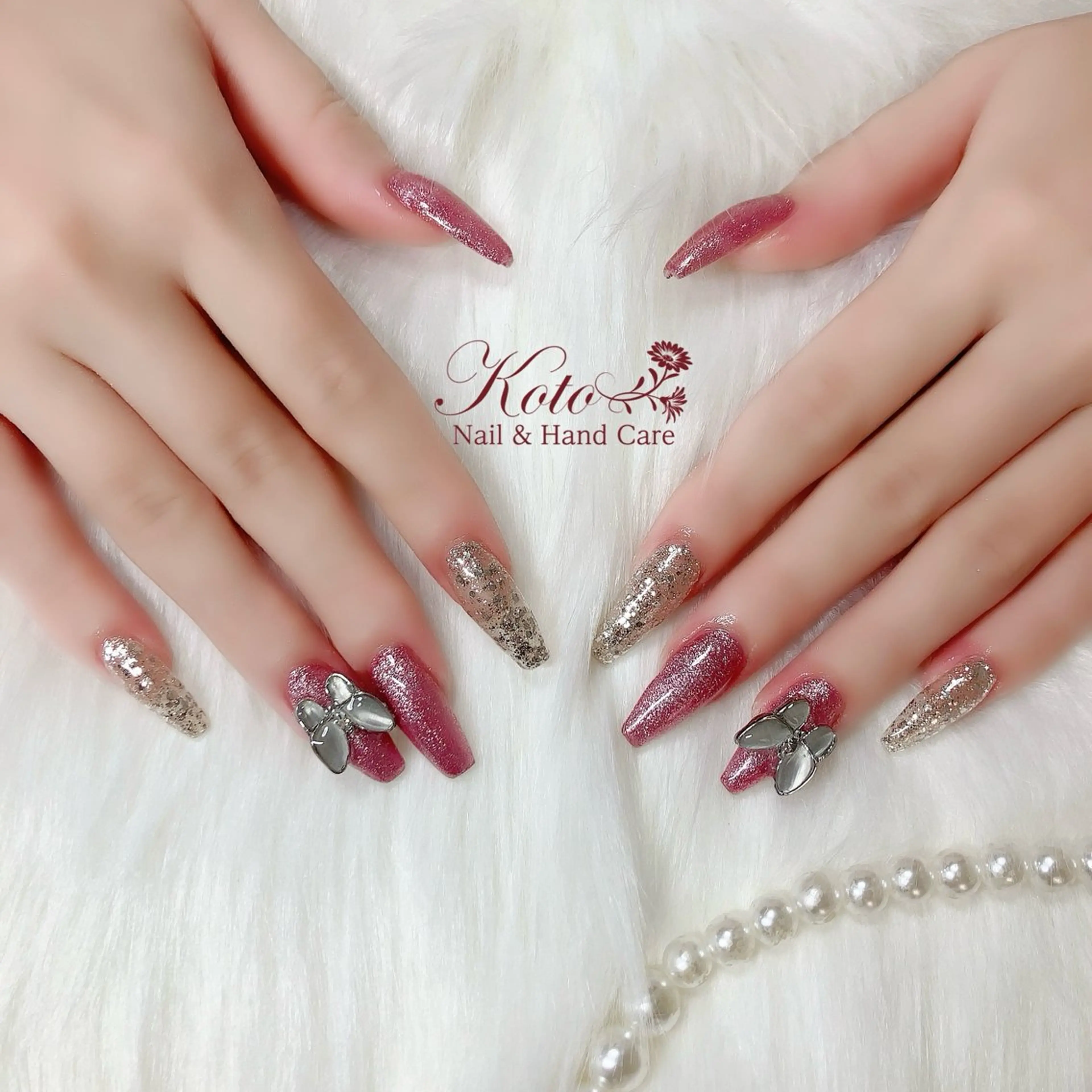 ネイル 長さ出し ジェルネイル 持ち込み ニュアンスネイル 赤色 ハンドネイル Nail Salon KOTOのネイルデザイン