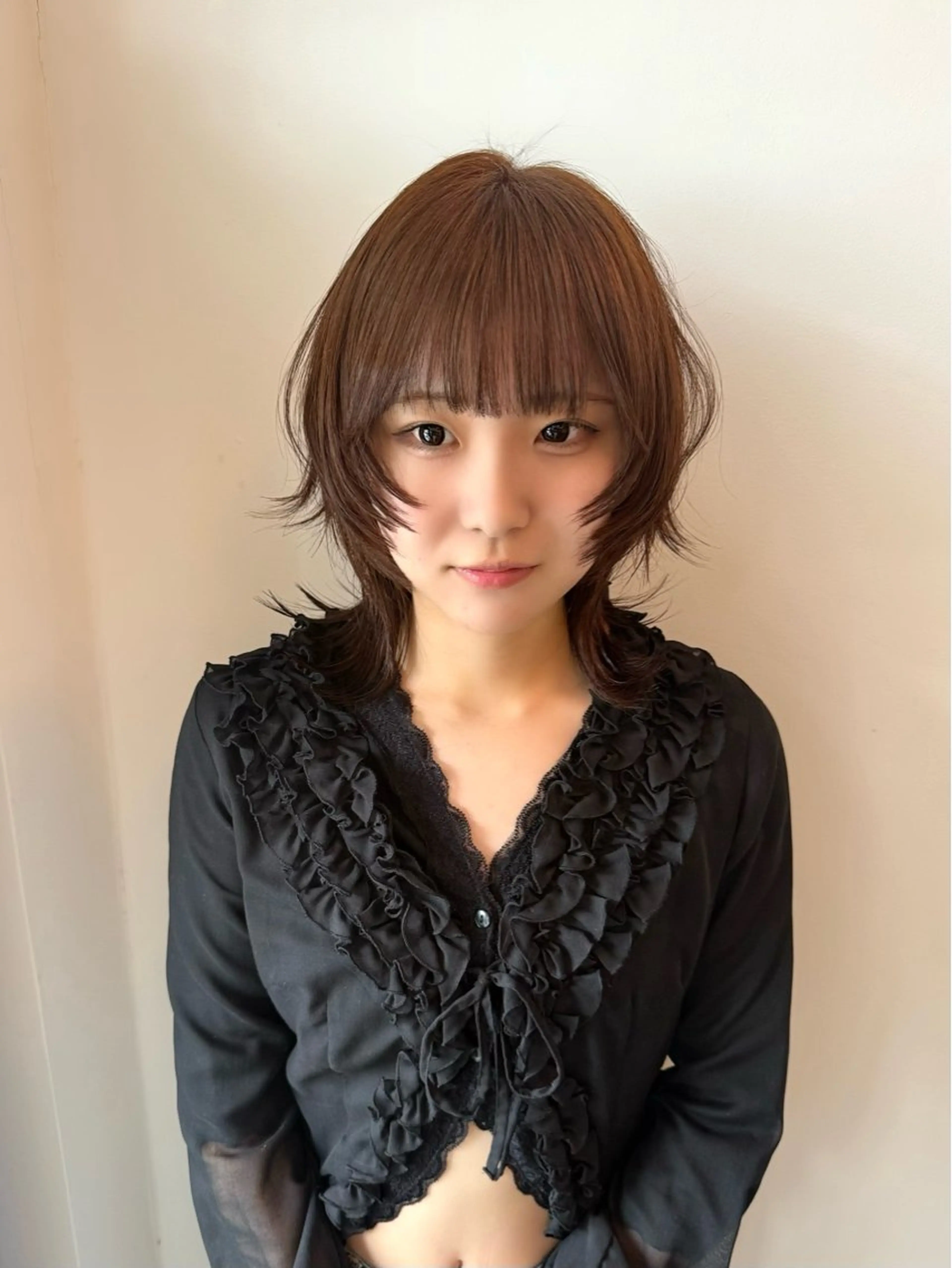 ミディアム カラー ブラウンカラー ウルフカット カット ヘアカラー フラム所属・WATANABE MISAKIのヘアスタイル