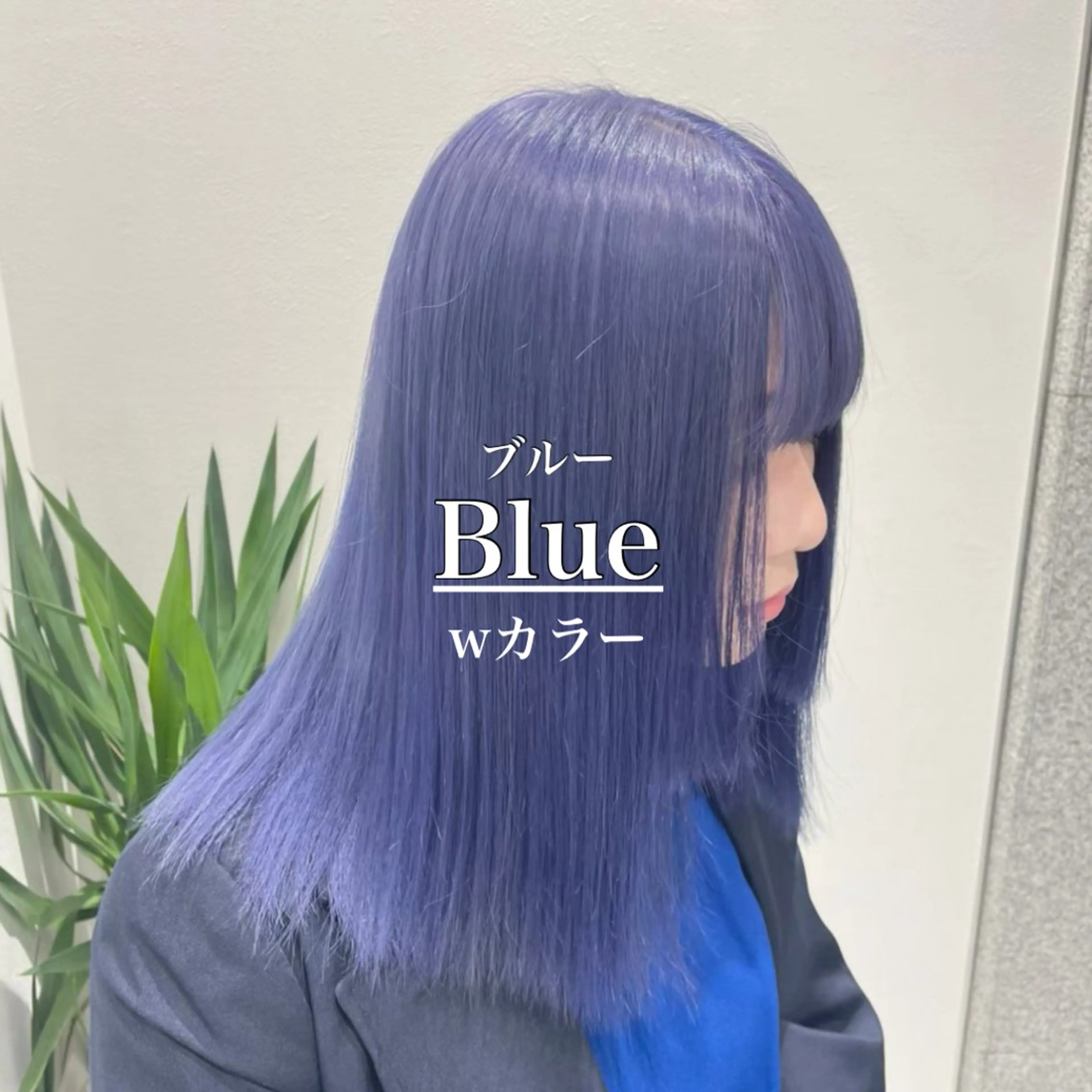 セミロング カラー ブルーカラー ヘアカラー トリートメント ヘッドスパ ヘアセット 🩵ダメージレス艶感 ハイトーン🩷のヘアスタイル
