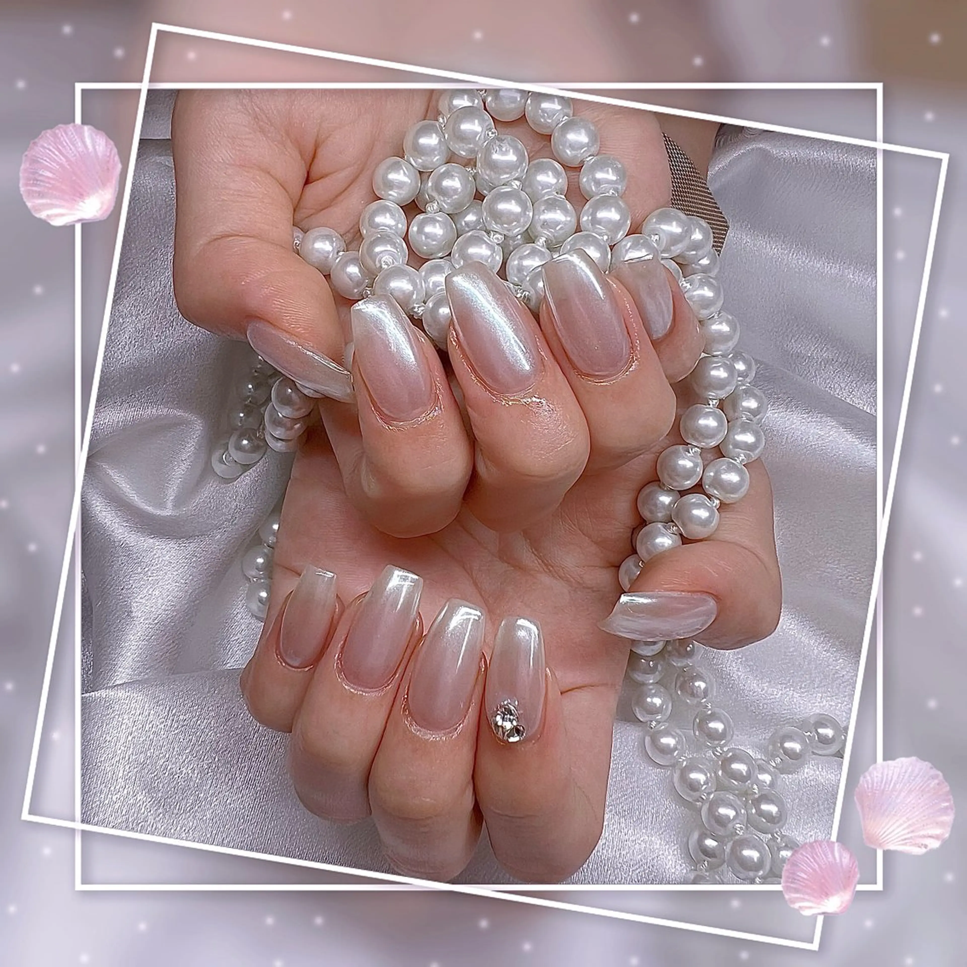 ネイル フレンチネイル グラデーション キラキラネイル 韓国ネイル マグネットネイル Chill Nailsalonのネイルデザイン