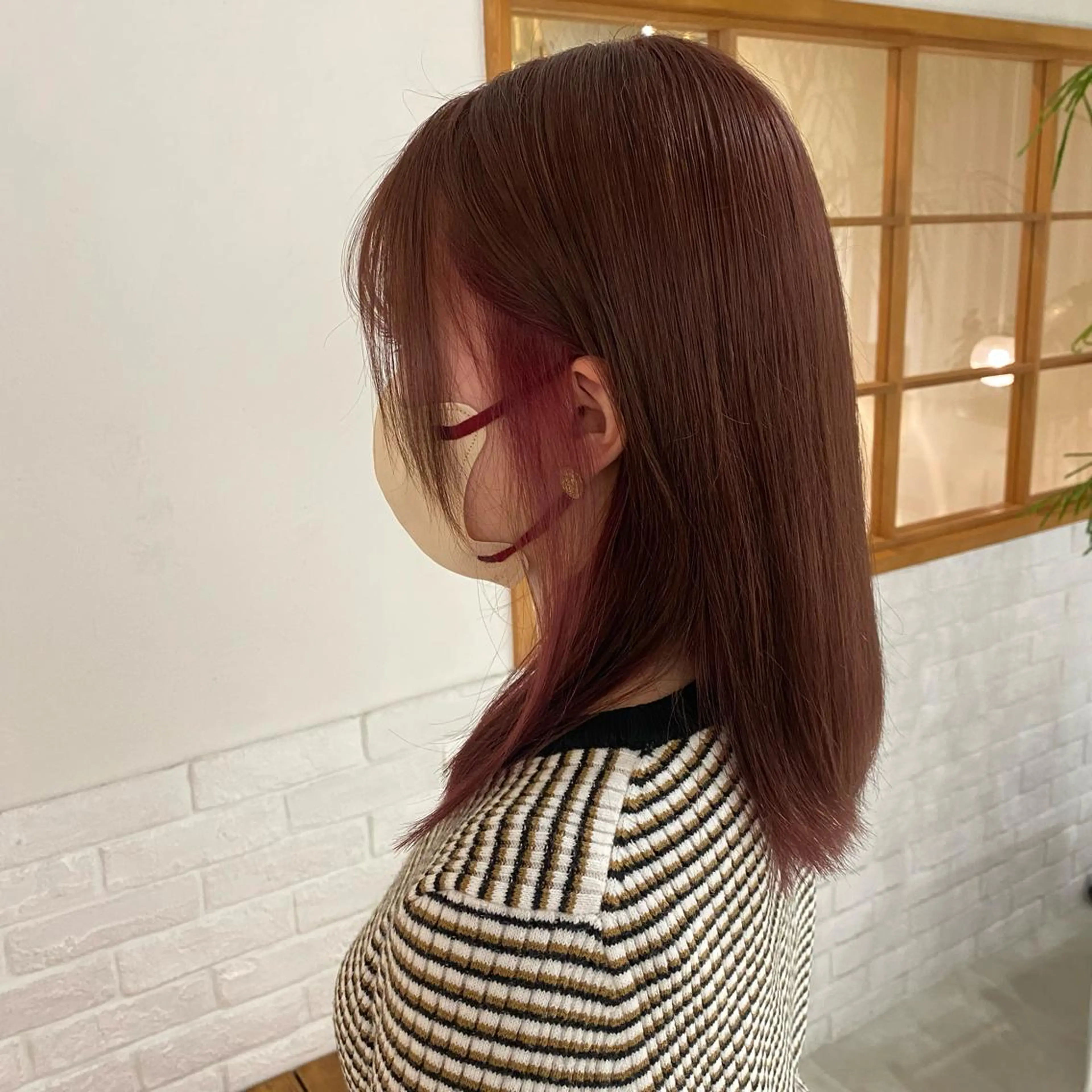 ミディアム カラー ベージュカラー ダブルカラー ピンクカラー ピンクベージュ ROY所属・布野 花奈海のヘアスタイル
