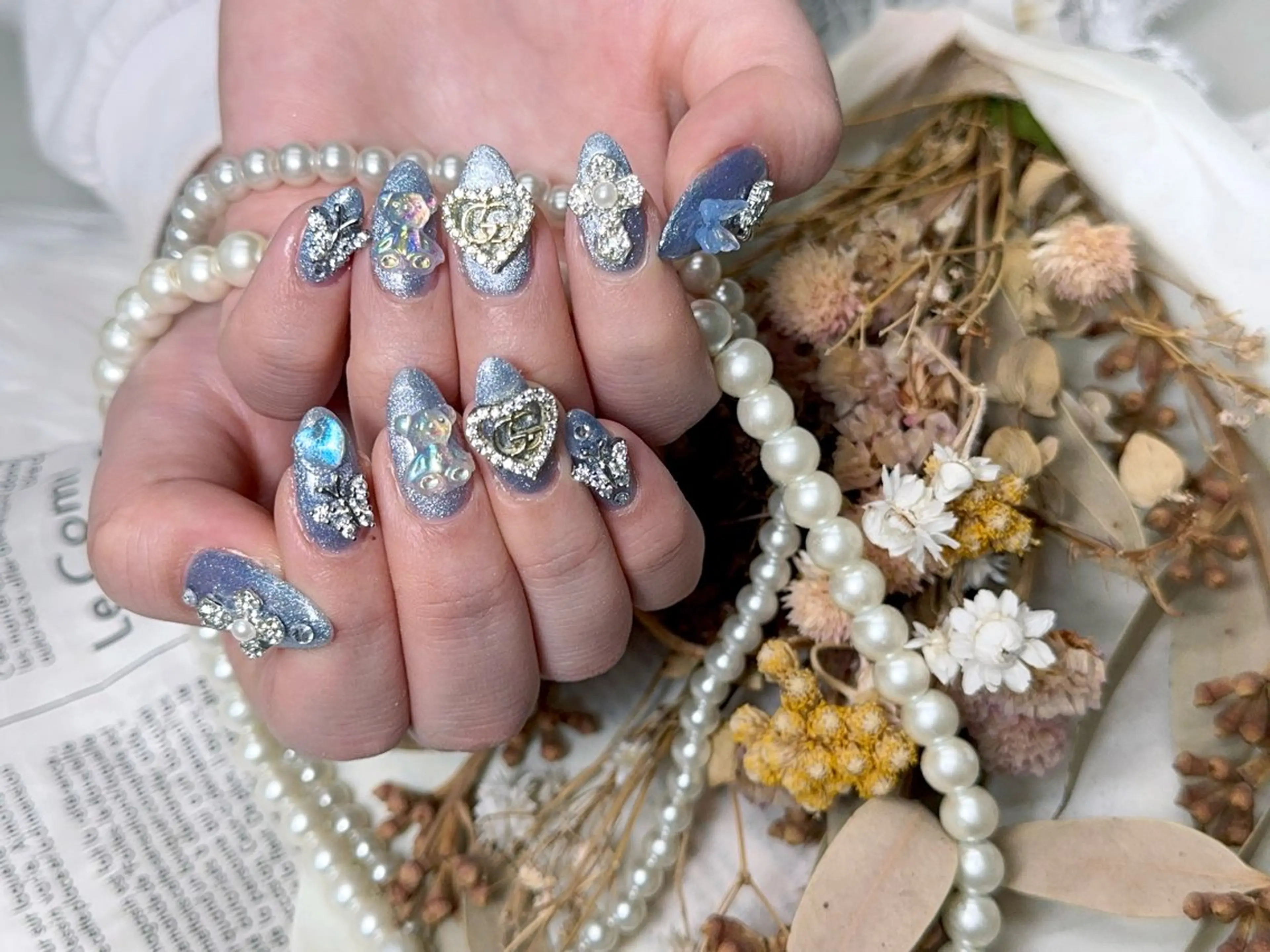ネイル 長さ出し フレンチネイル ジェルネイル ガラスフレンチ 韓国ネイル For U nail スカルプ専門店のネイルデザイン