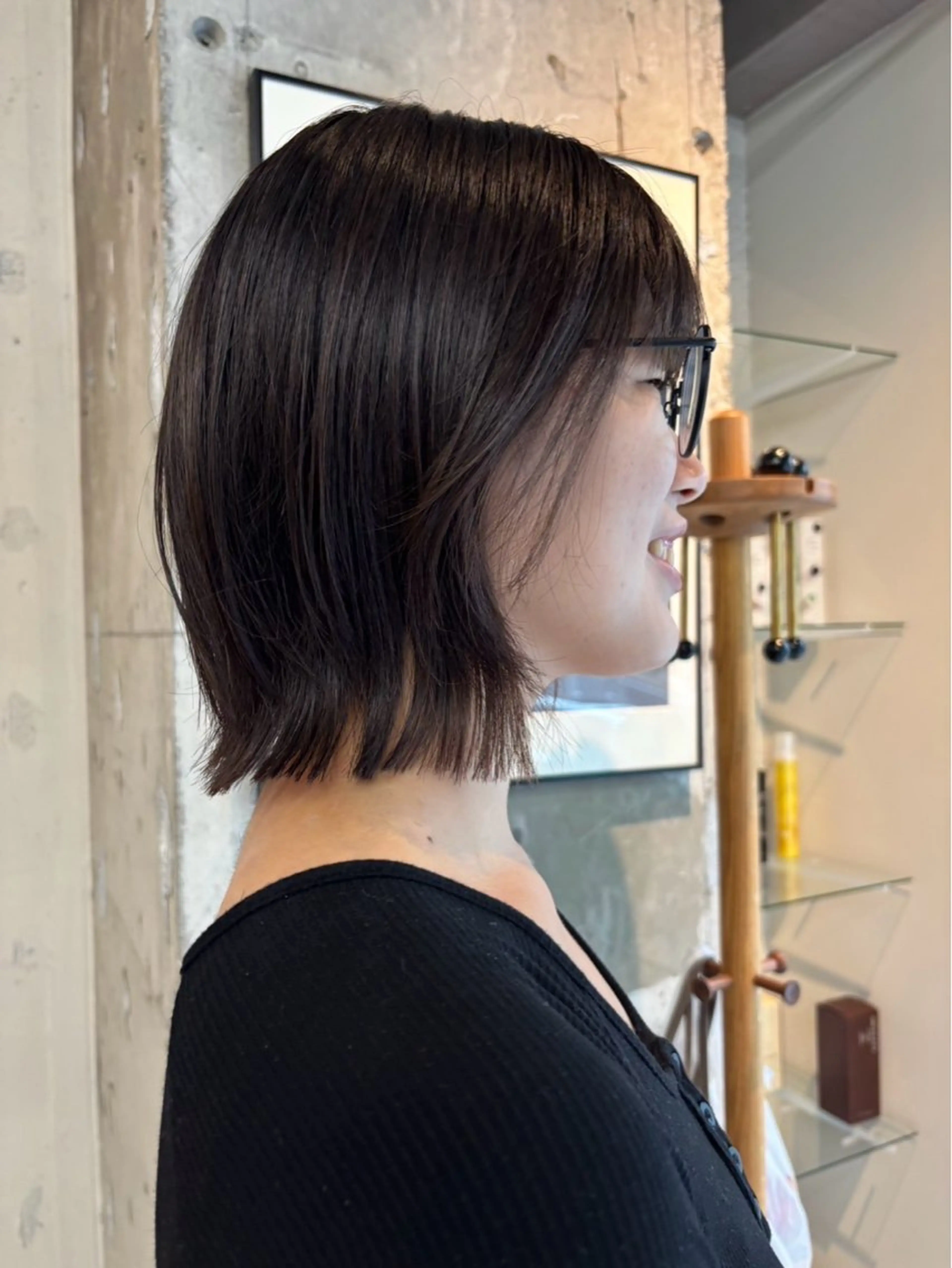 ミディアム ボブレイヤー ボブ レイヤーカット カット 永田 愛莉のヘアスタイル