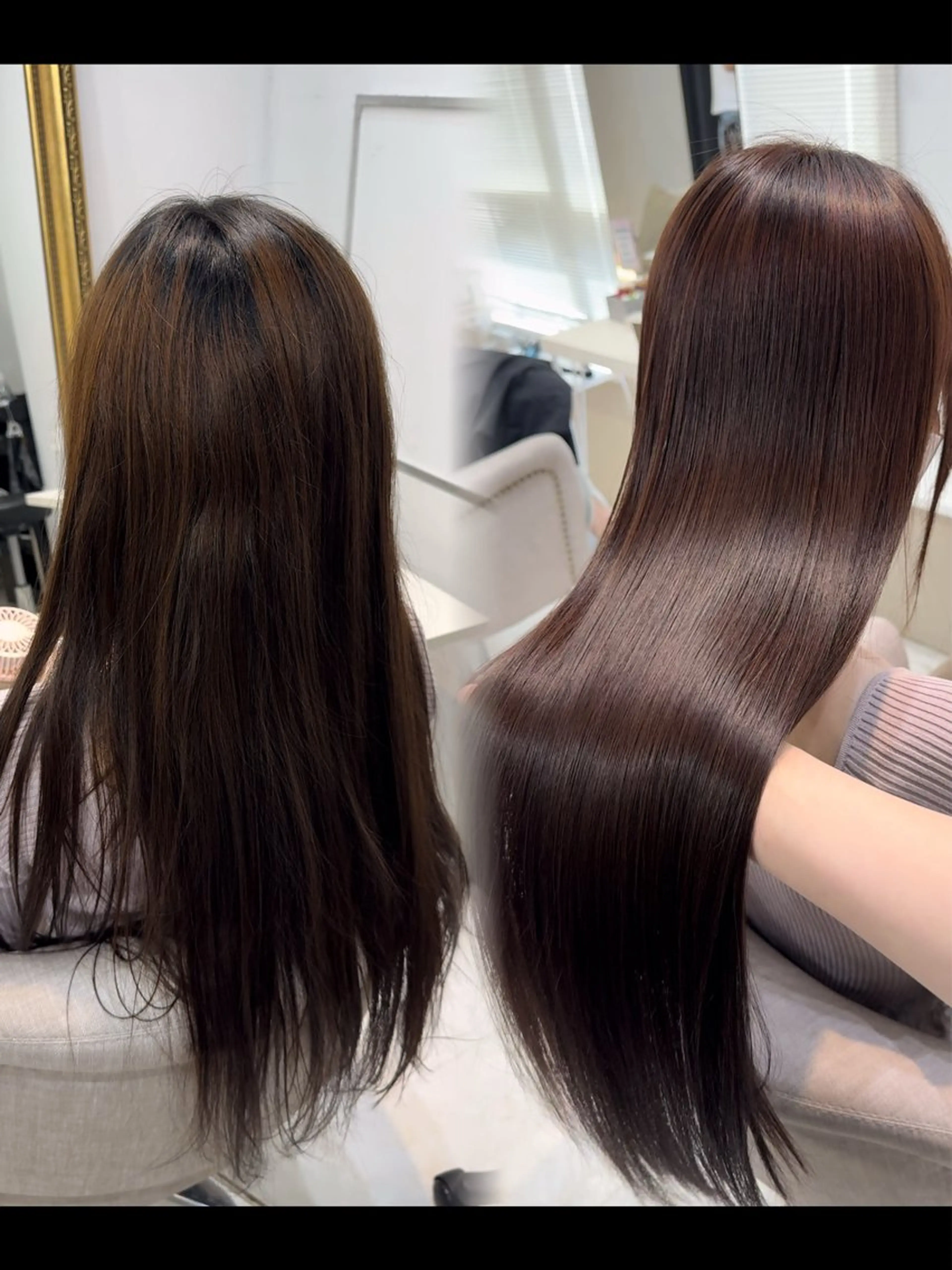 ロング カット ヘアカラー 縮毛矯正 トリートメント 髪質改善韓国レイヤー SHIORI🦋のヘアスタイル