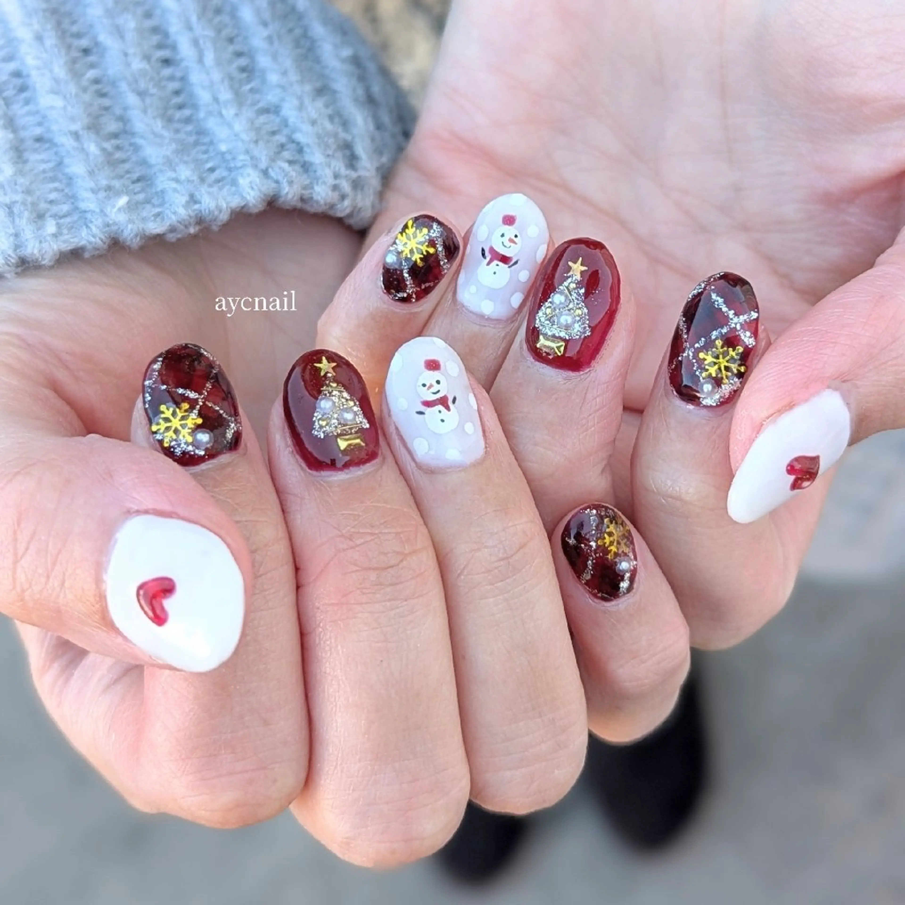 ネイル 冬ネイル クリスマス ハンドネイル aycnail 　Ayakaのネイルデザイン
