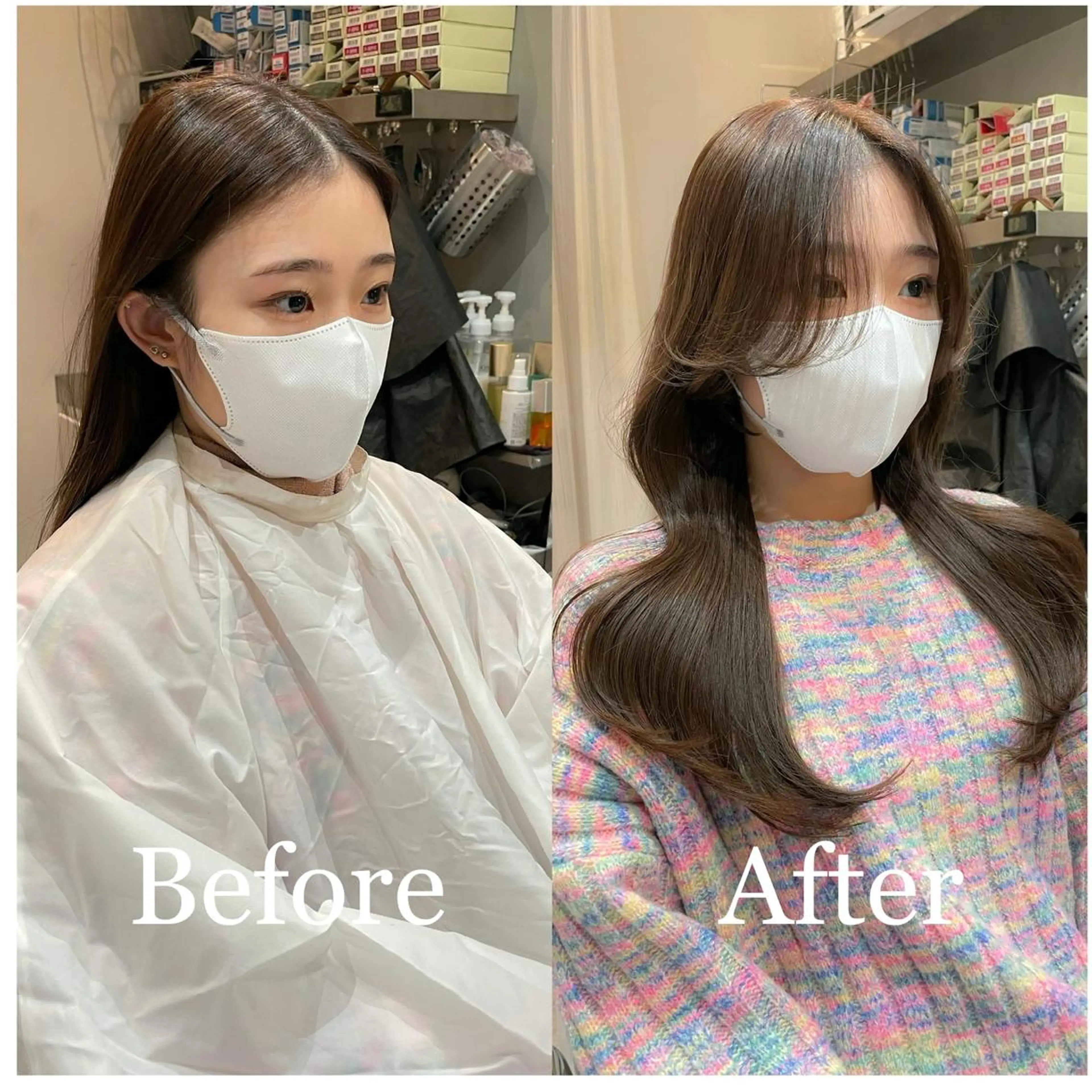 ロング くびれヘア 顔まわりレイヤー 顔周りカット 韓国風ヘア レイヤーカット LOMA🇰🇷 銀座のヘアスタイル