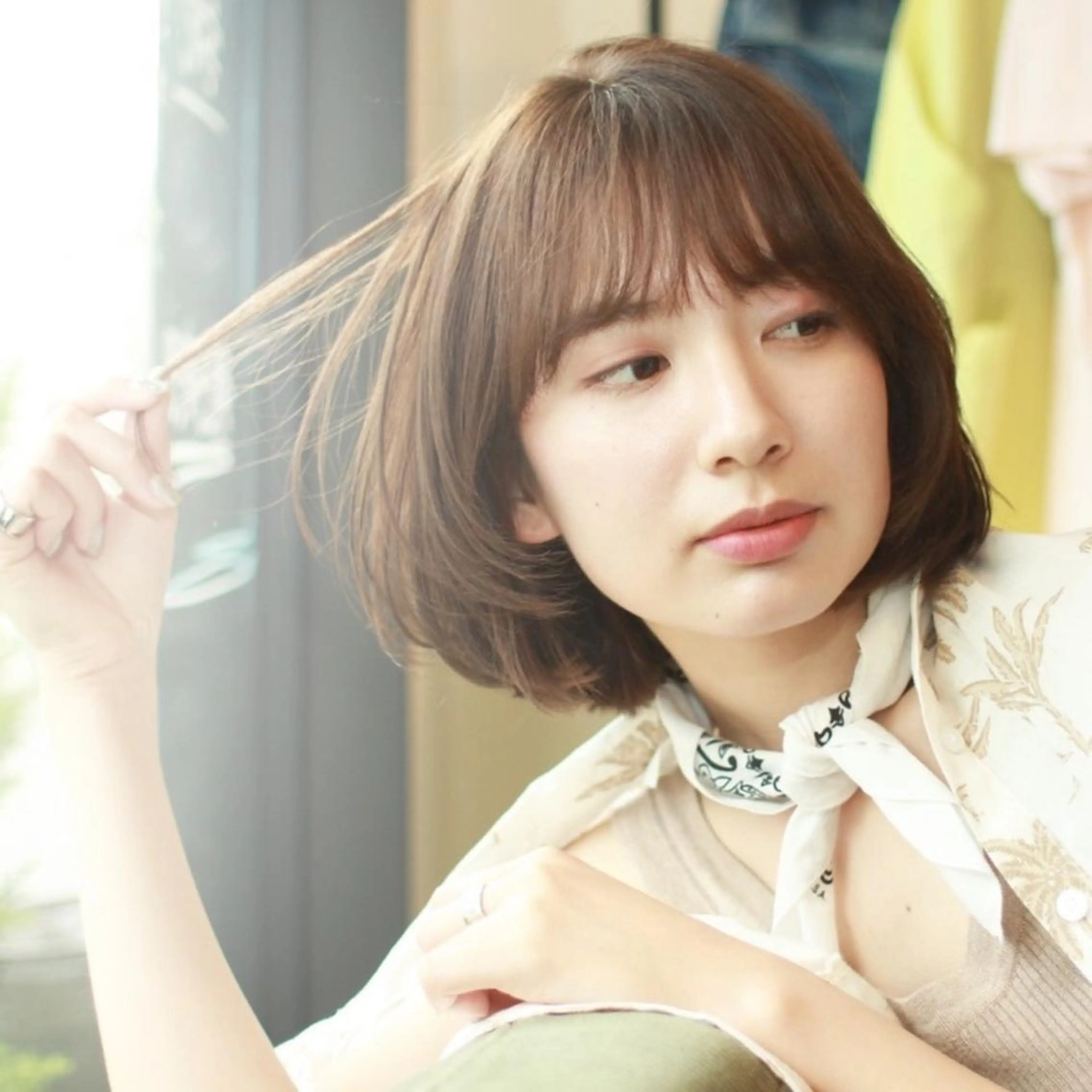 ショート 切りっぱなしボブ ボブ シースルーバング ワイドバング N° anfeel 渋谷🪞🫧のヘアスタイル