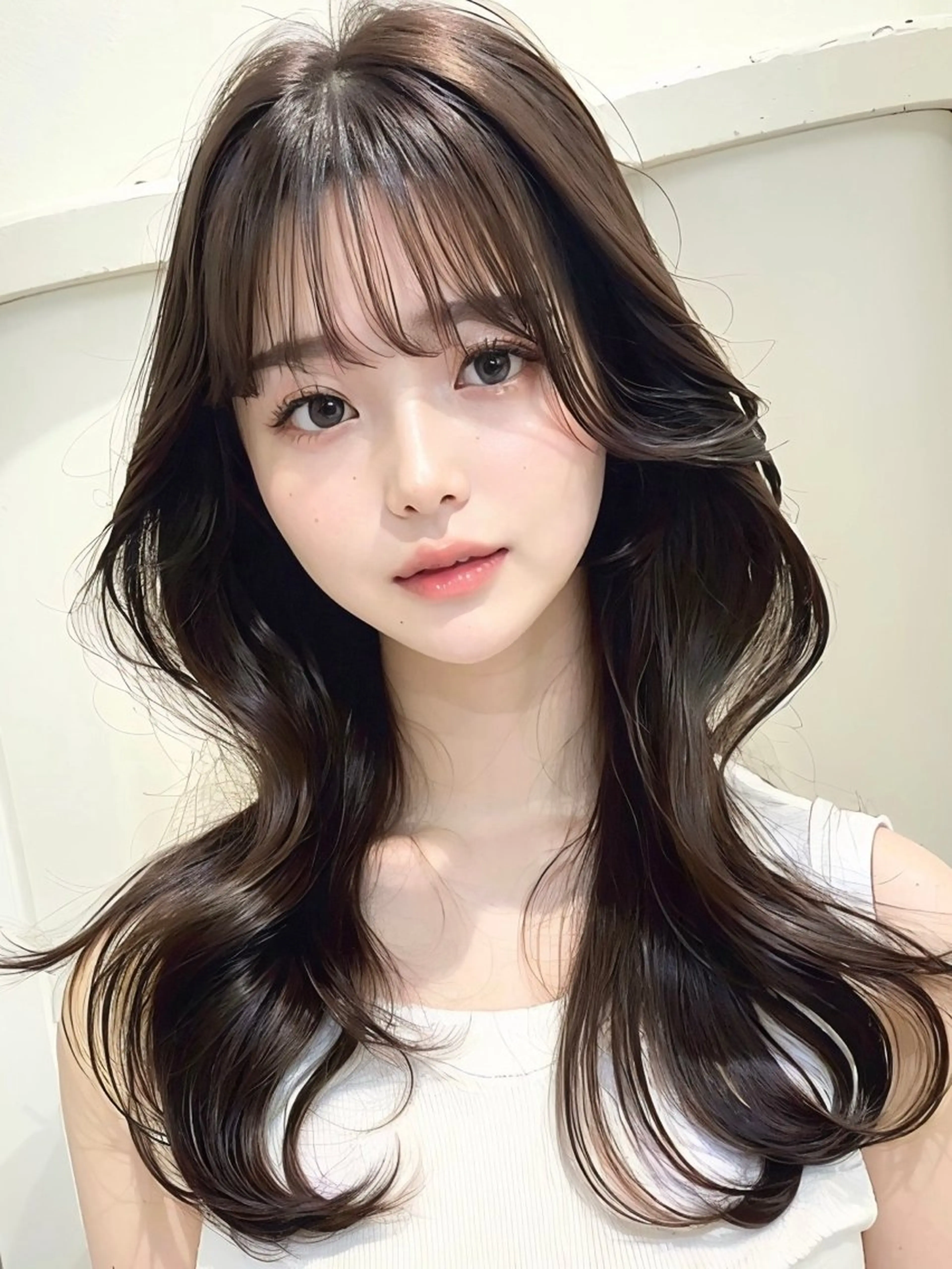 セミロング カット ヘアカラー トリートメント 韓国ヘア/レイヤー/ 髪質改善のヘアスタイル