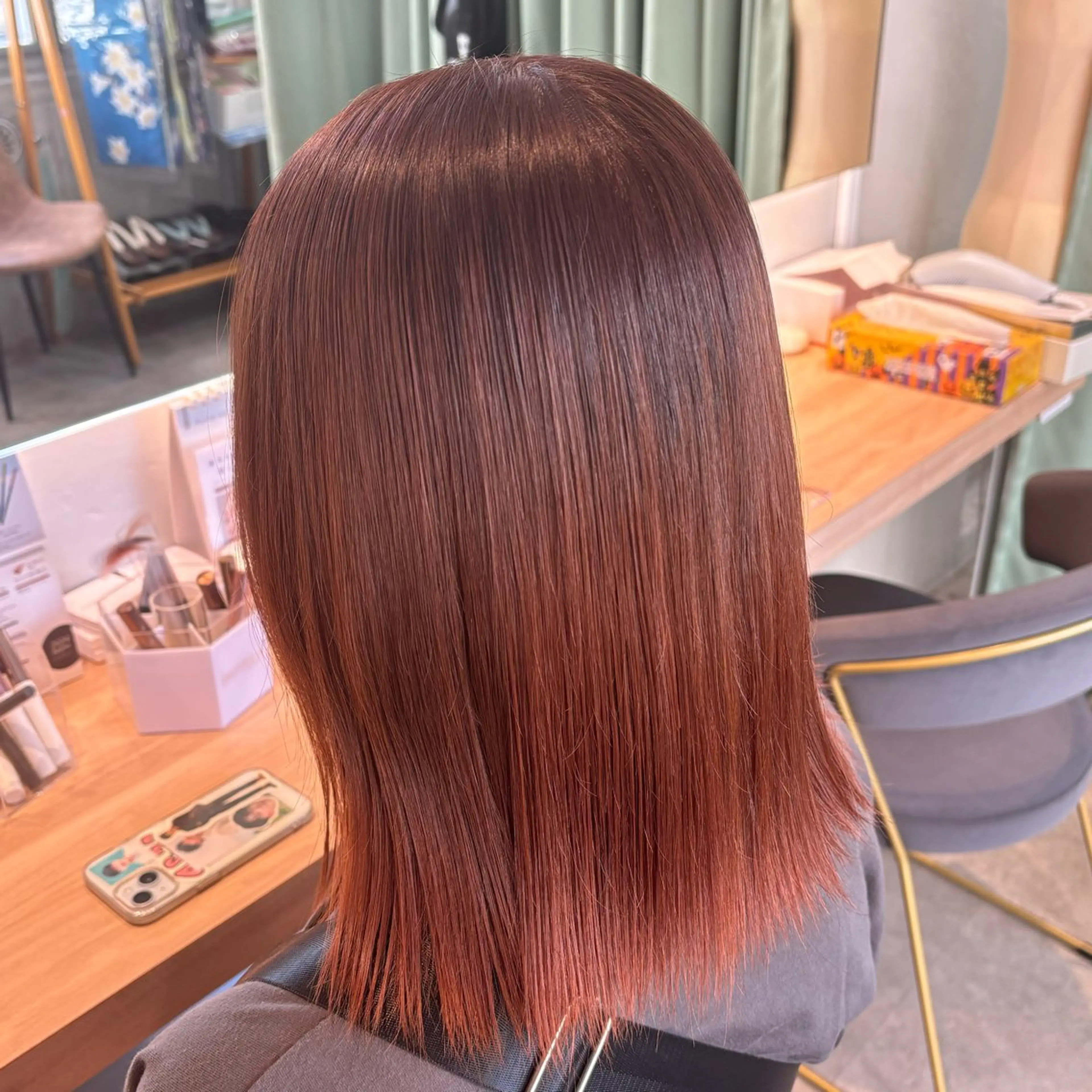 ミディアム カラー ブラウンカラー オレンジ オレンジブラウン ヘアカラー りあの🎀 /暖色カラー🍒のヘアスタイル