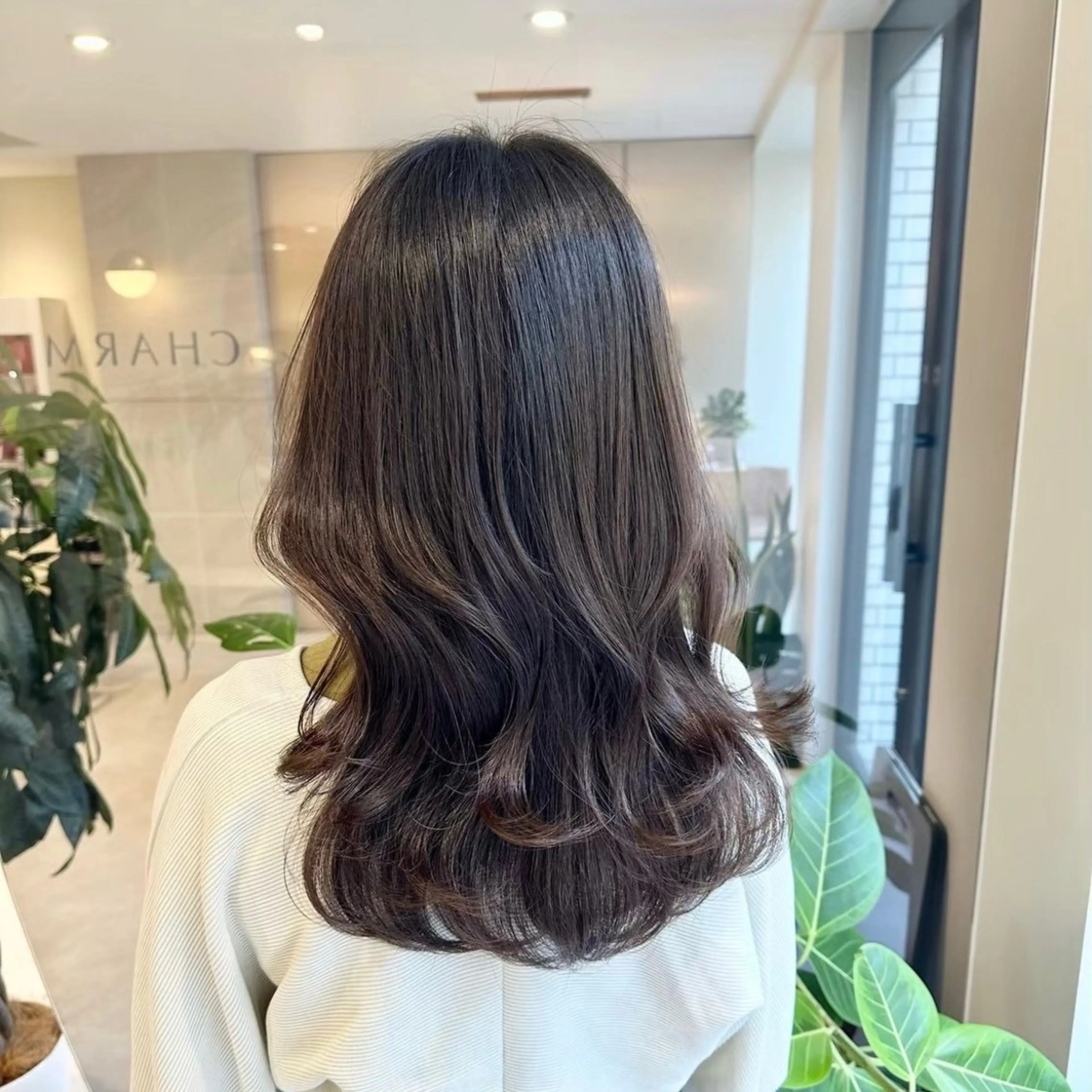 セミロング カラー 似合わせカット 小顔カット 縮毛矯正 カット ヘアカラー 青山/駅近/徒歩1分 表参道/小顔カットのヘアスタイル