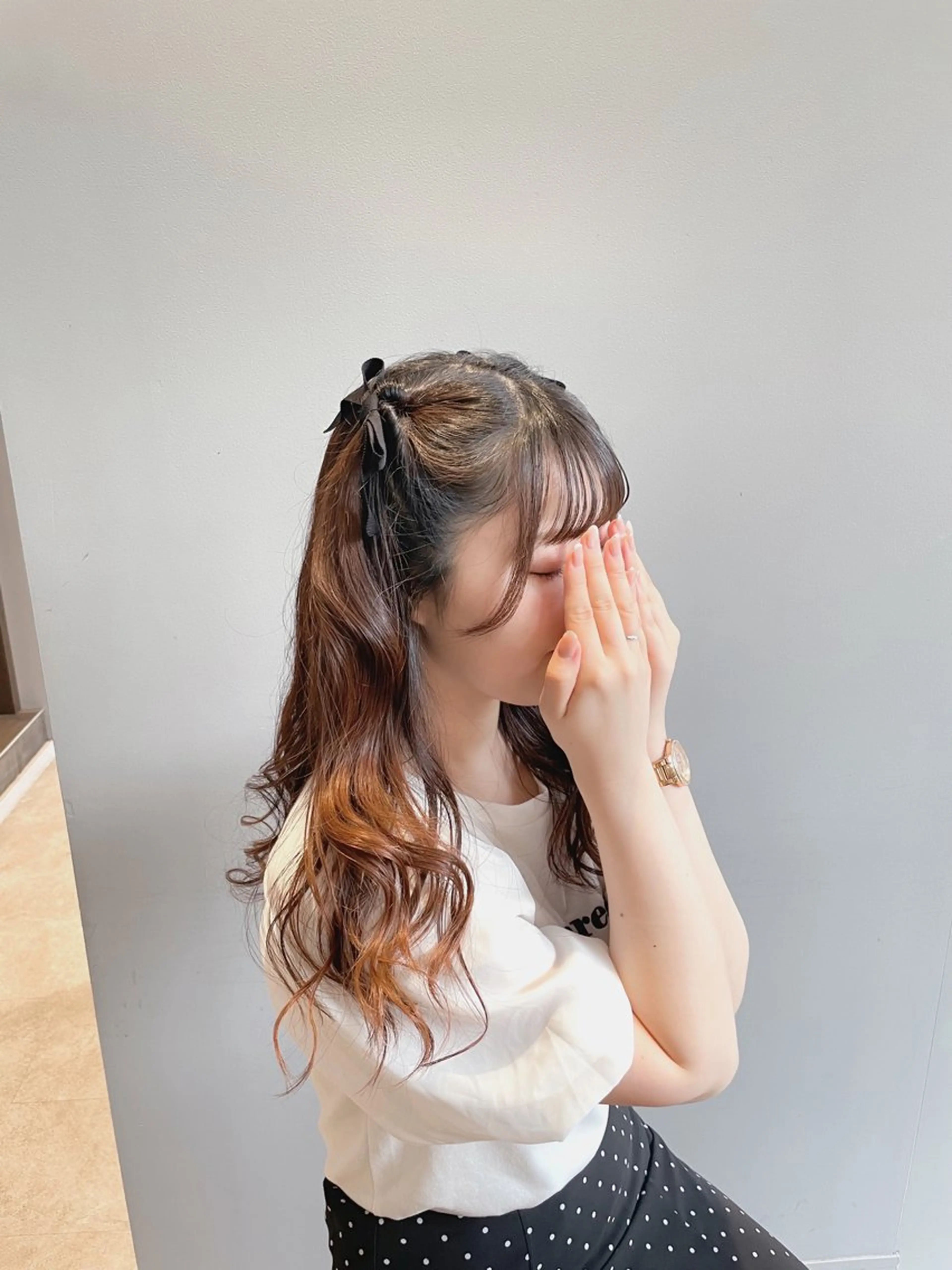 セミロング カラー ヘアアレンジ キッズ 加藤 愛実のヘアスタイル