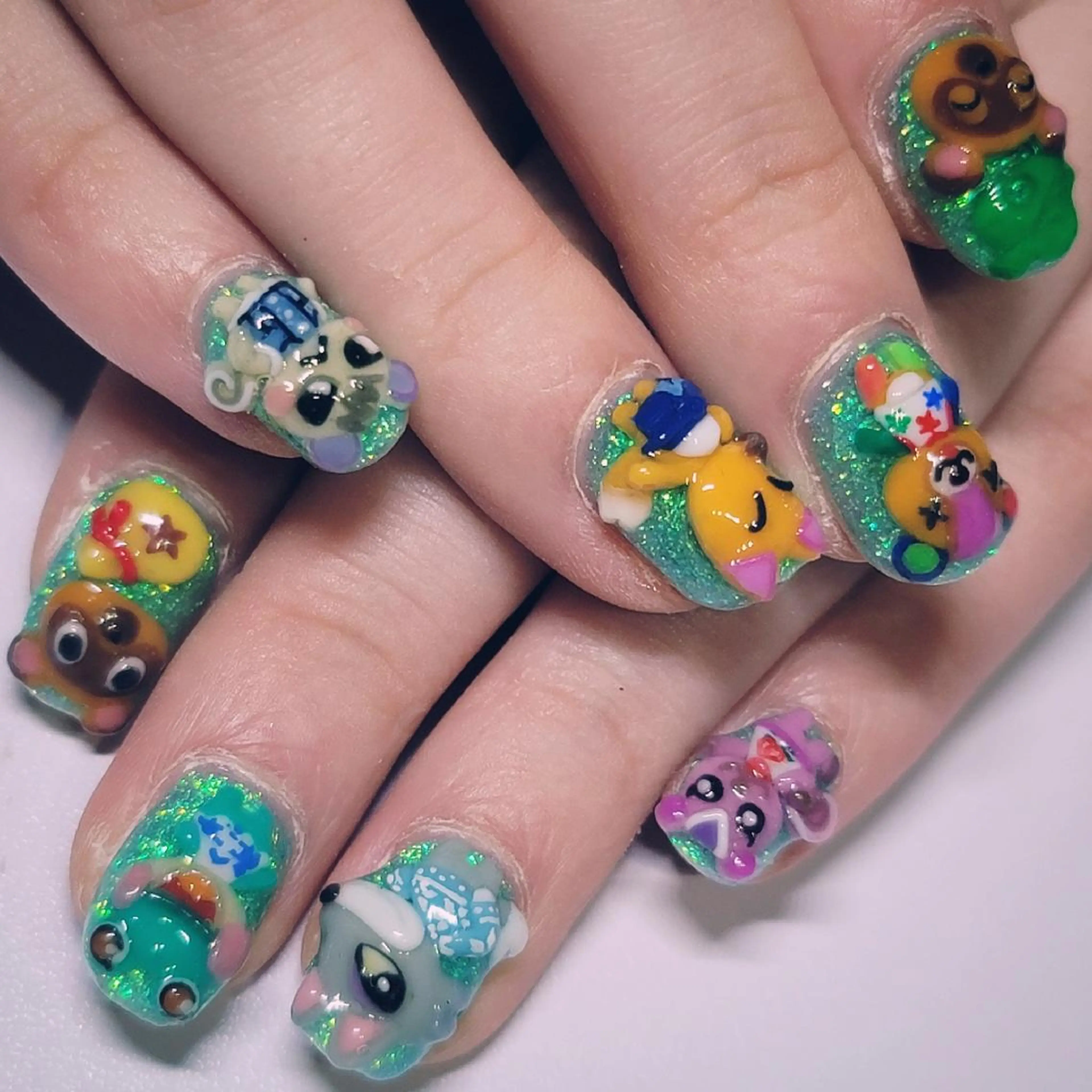 ネイル アートネイル グリーン ラメ(グリッター) ワンカラーネイル ハンドネイル よしだ ひろきのネイルデザイン